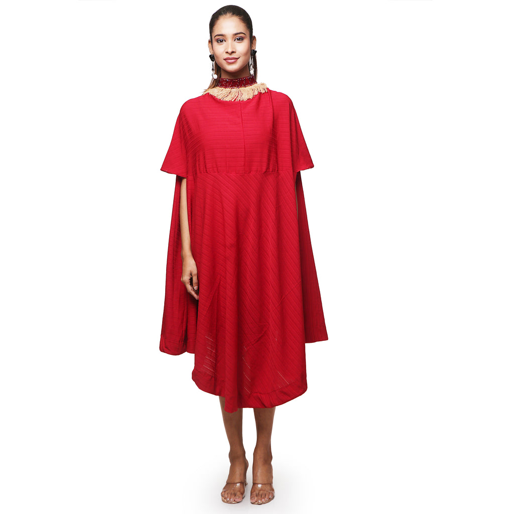 Kaftan dress with detailed neckline