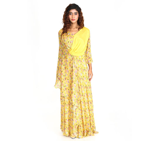Floral georgette gown