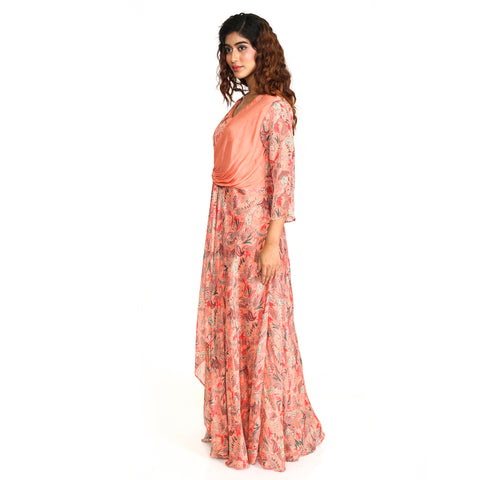 Floral georgette gown