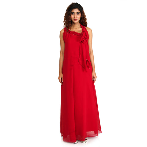 Long Gown with knot neckline