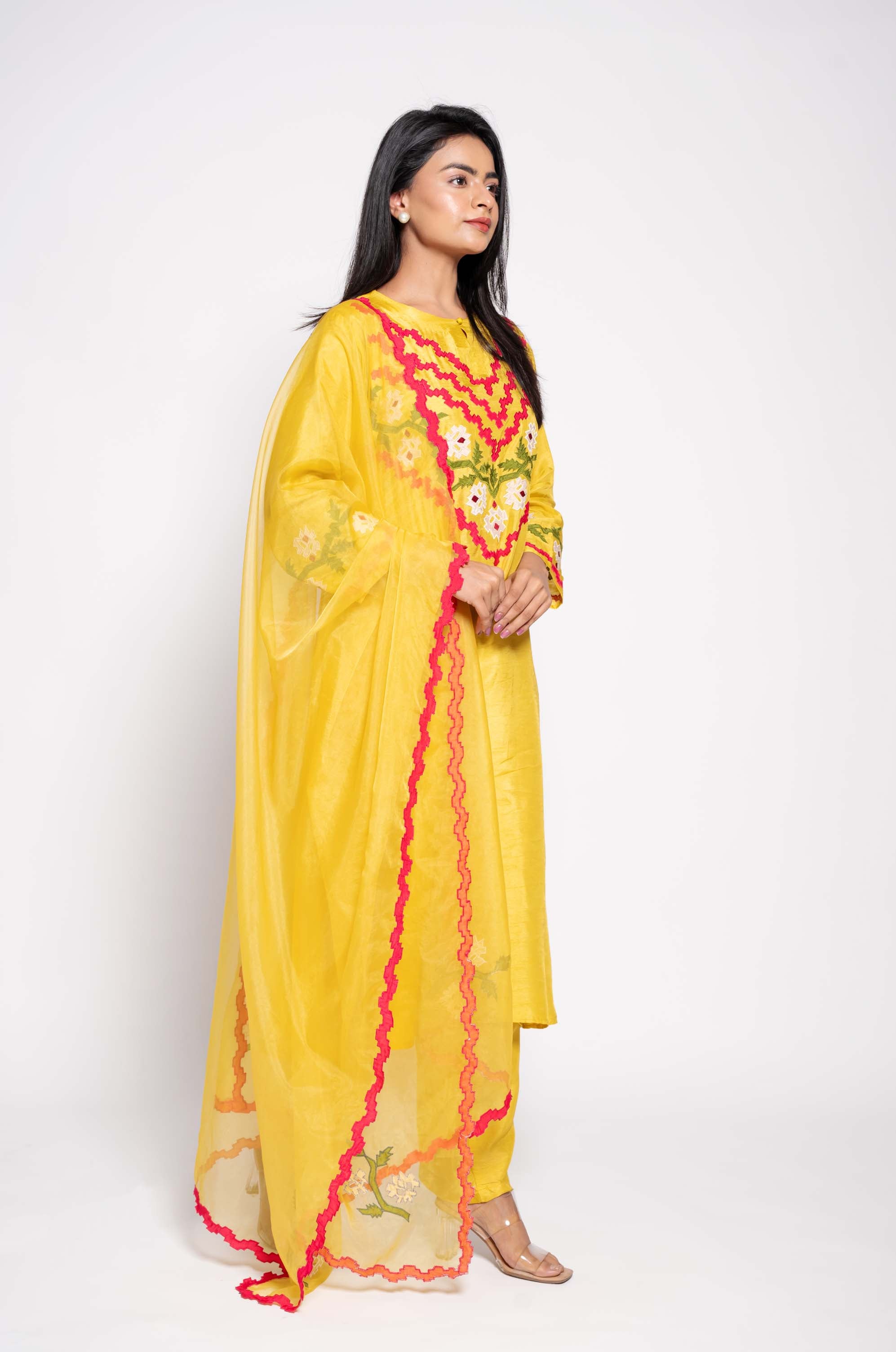 Applique designed Kurtaset & Dupatta