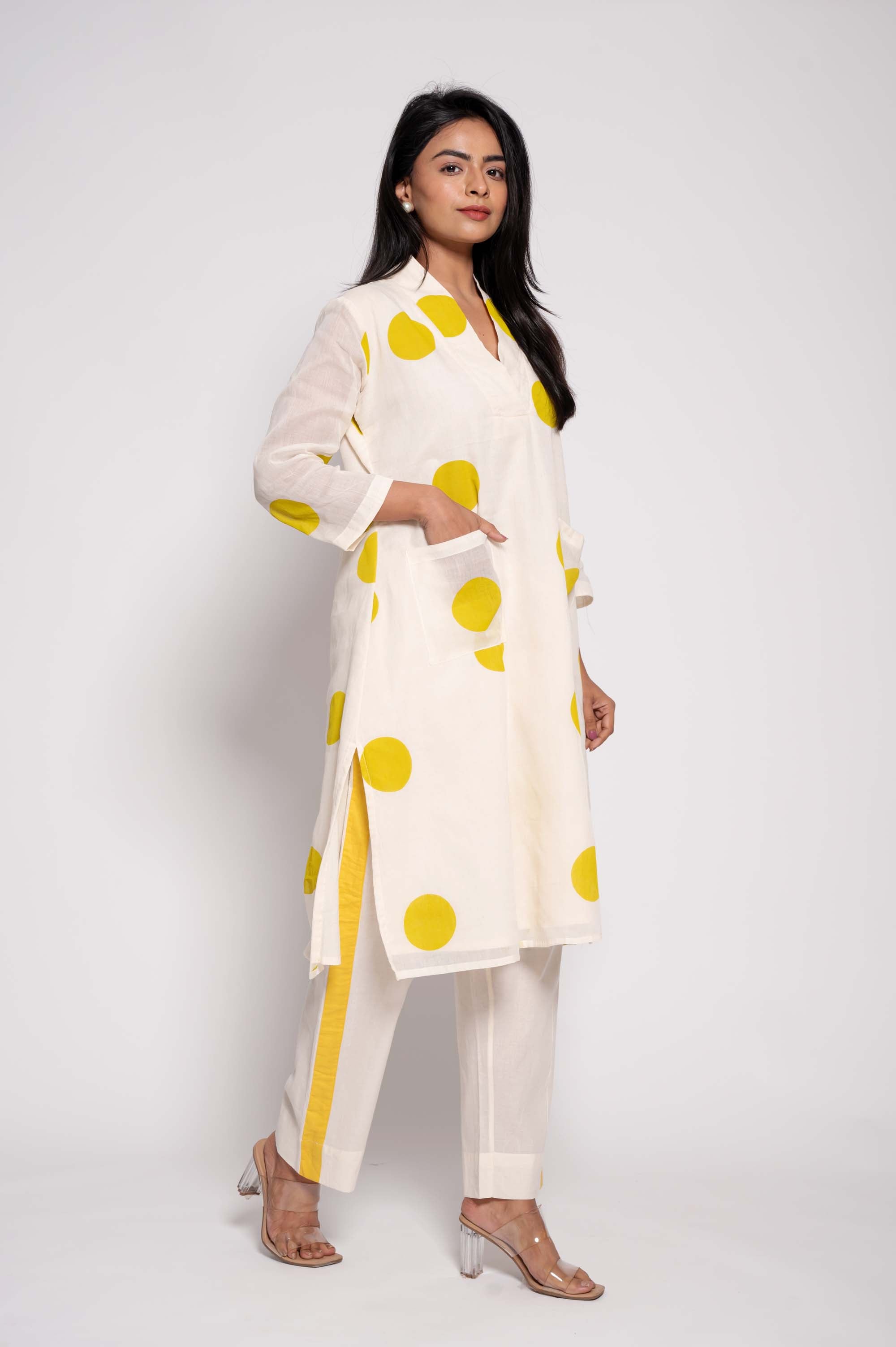 Large-Polka Dot Kurta Set