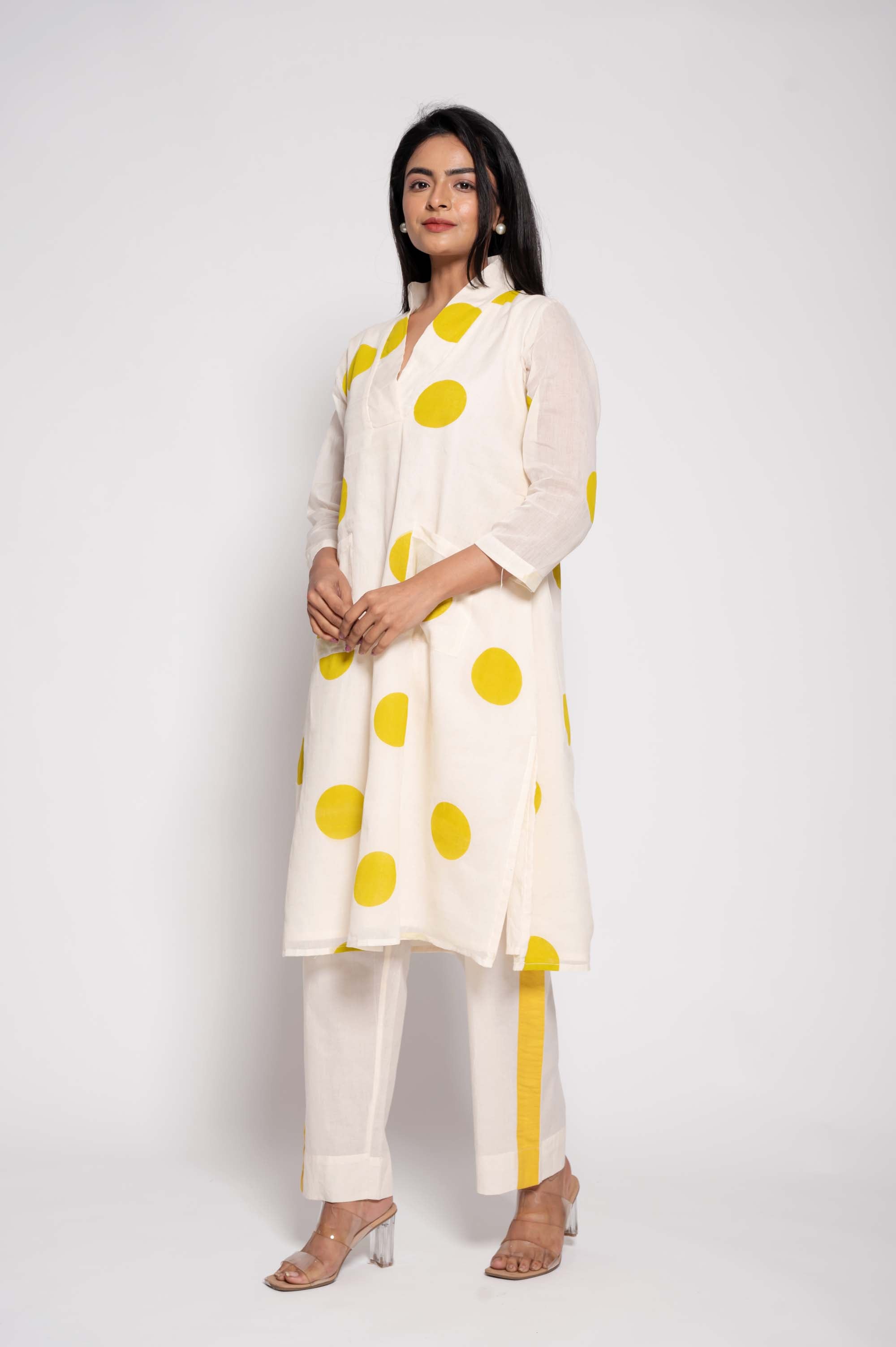 Large-Polka Dot Kurta Set