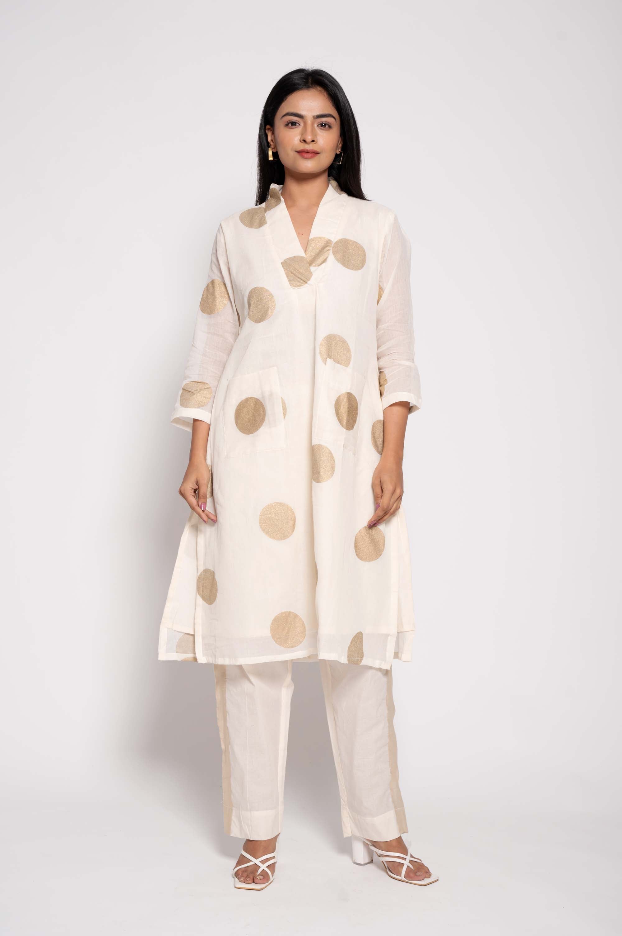 Large-Polka Dot Kurta Set