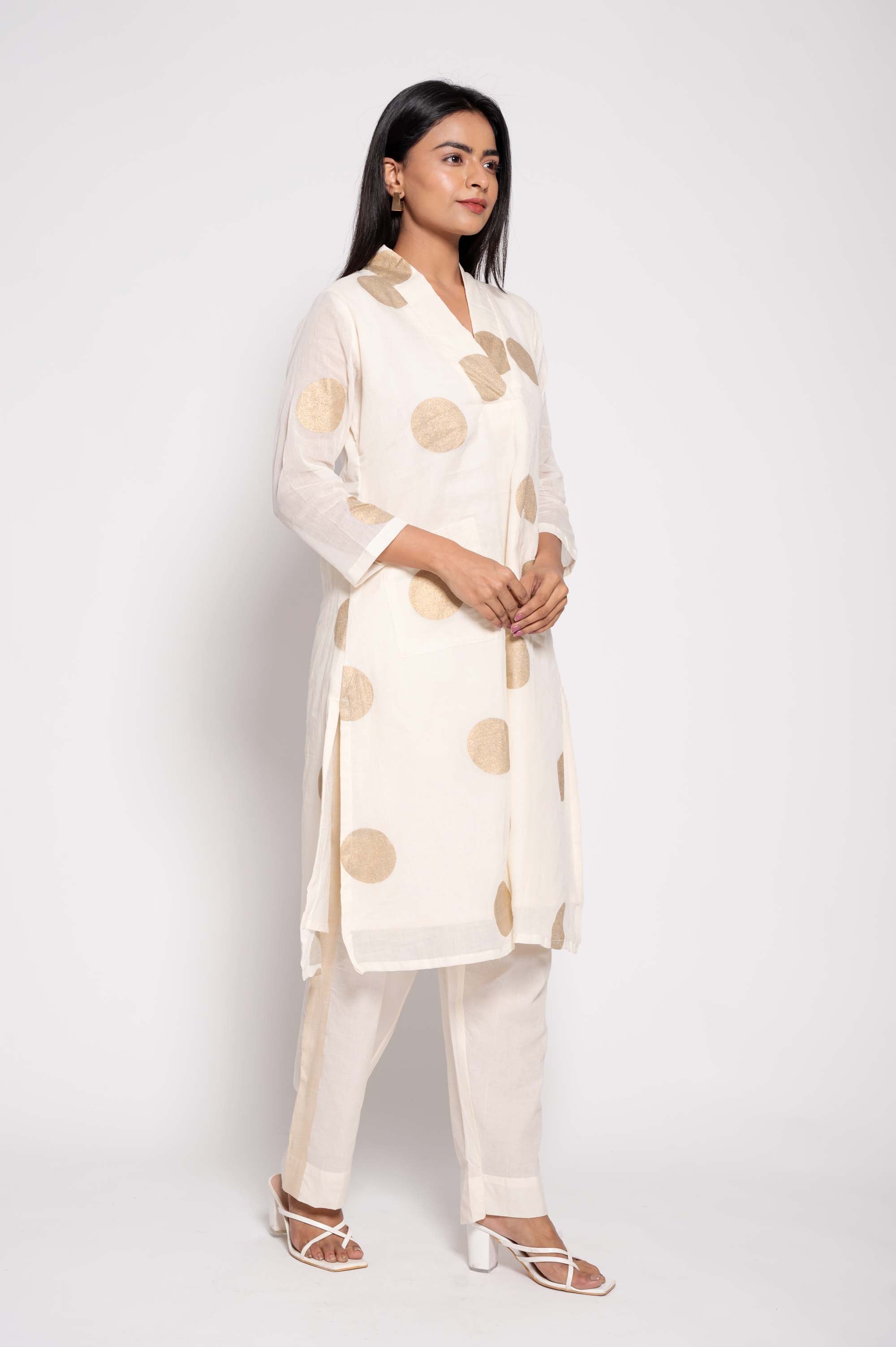 Large-Polka Dot Kurta Set