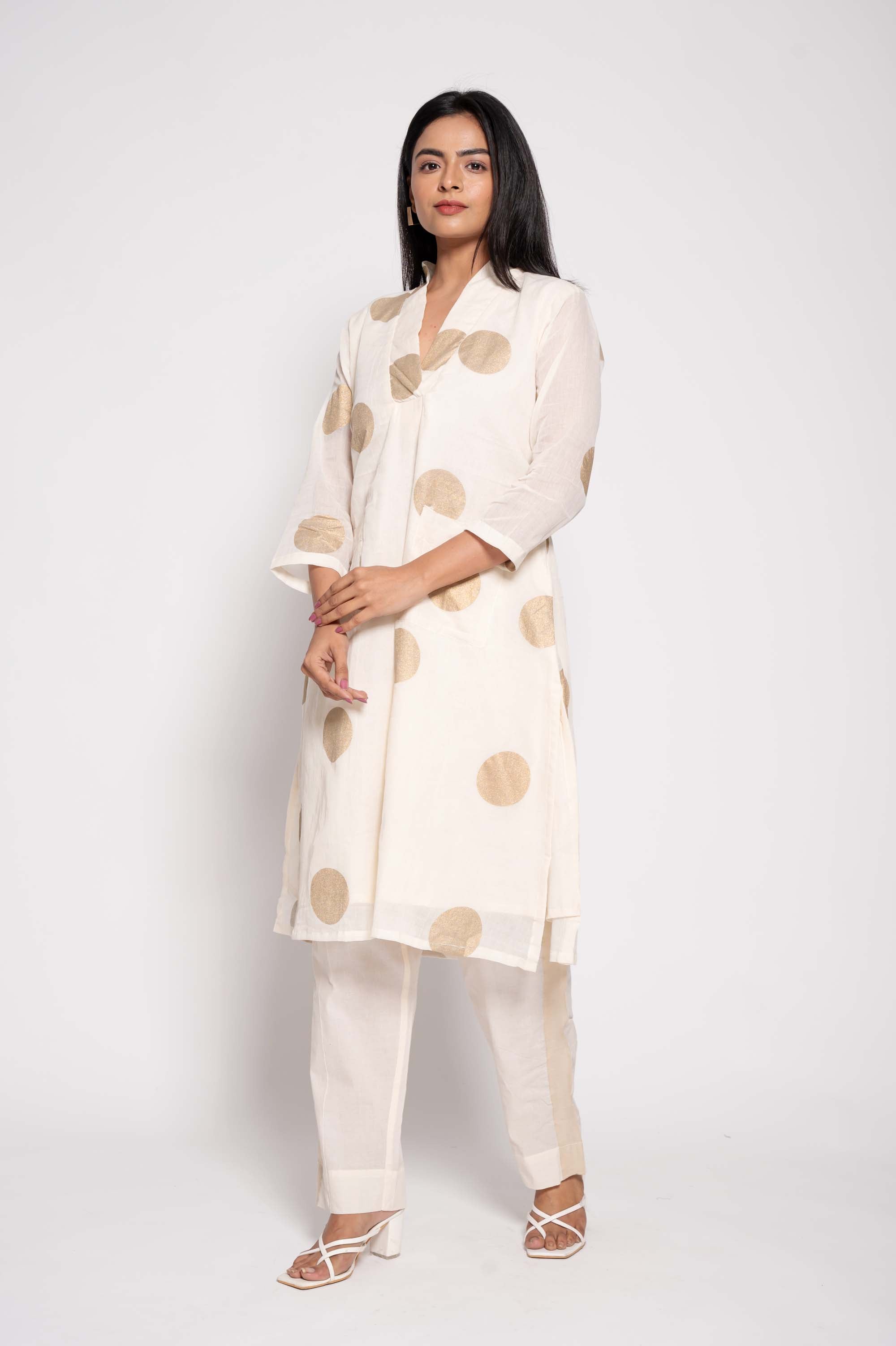 Large-Polka Dot Kurta Set