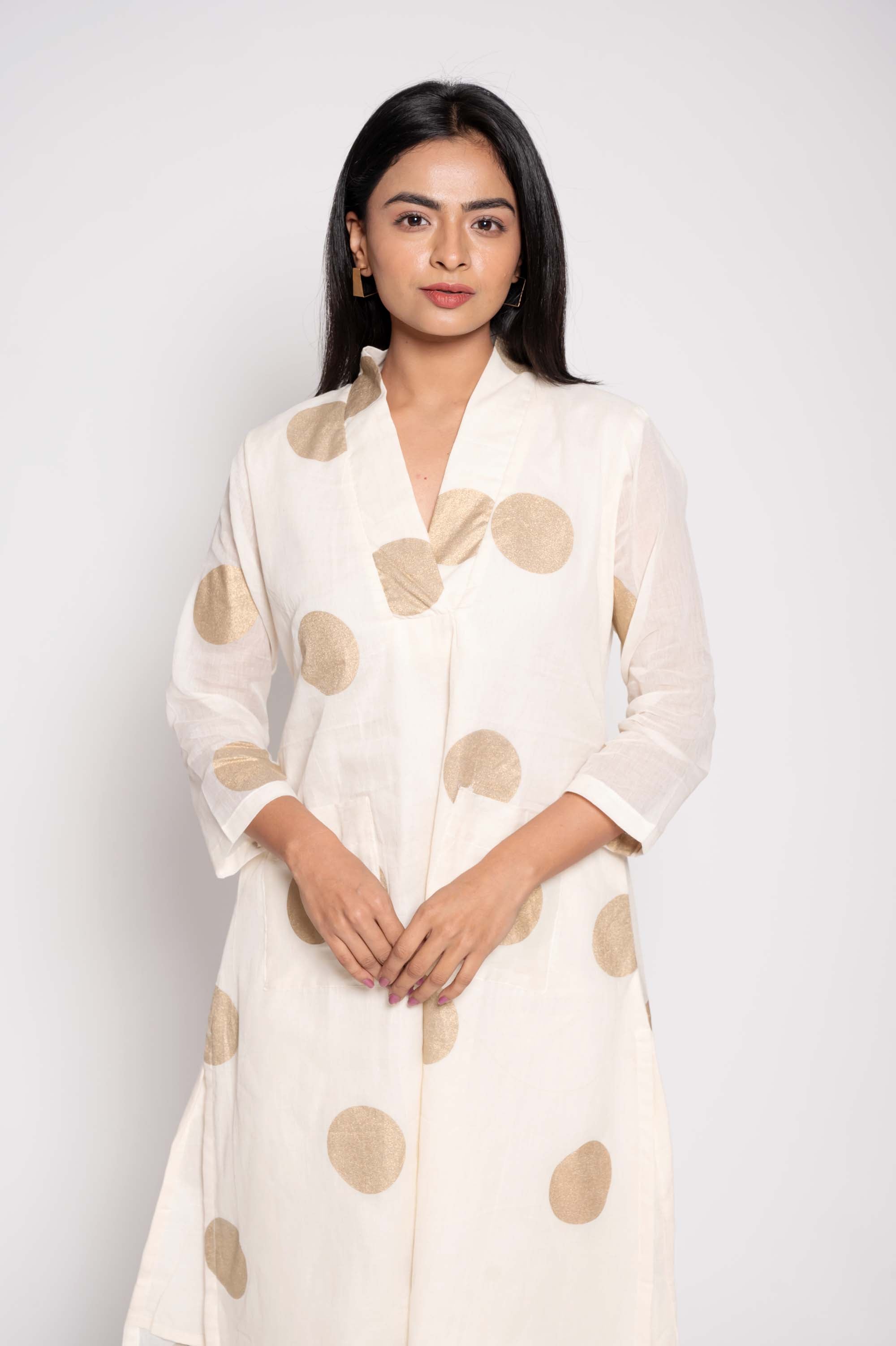 Large-Polka Dot Kurta Set