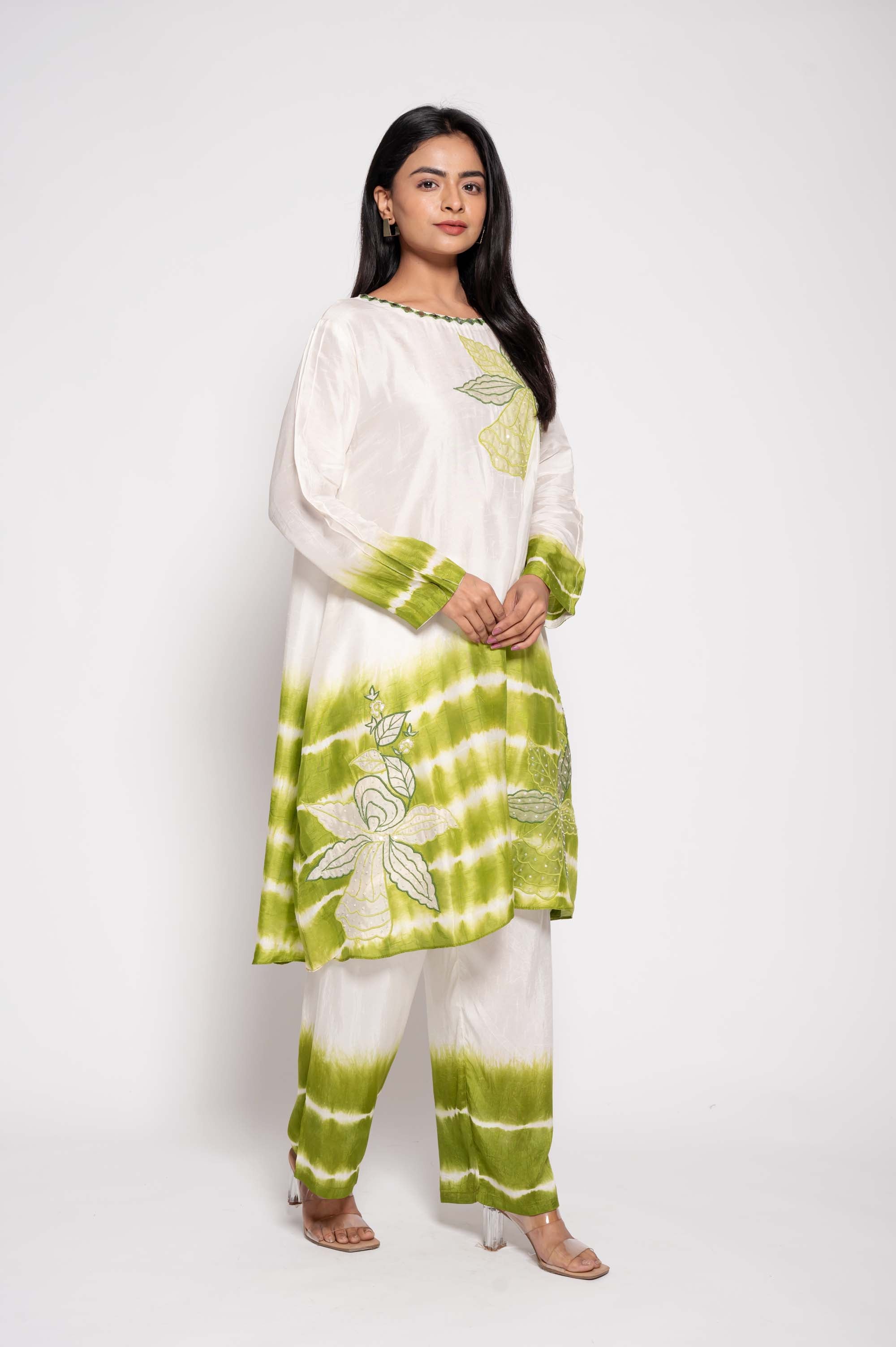 Kurta Set in Tie Dye and Applique work