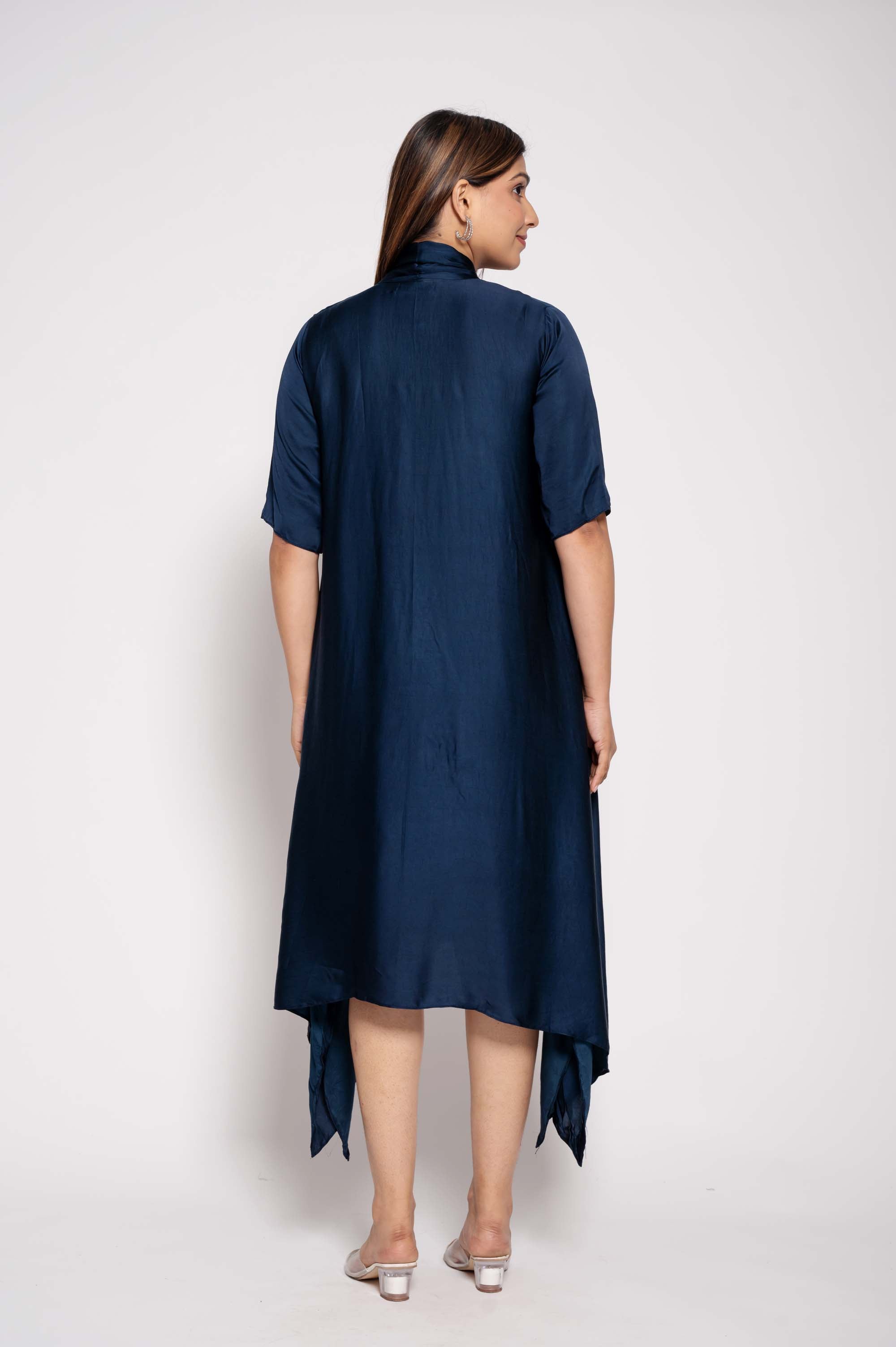 Dress with Collar Bow & Applique Work