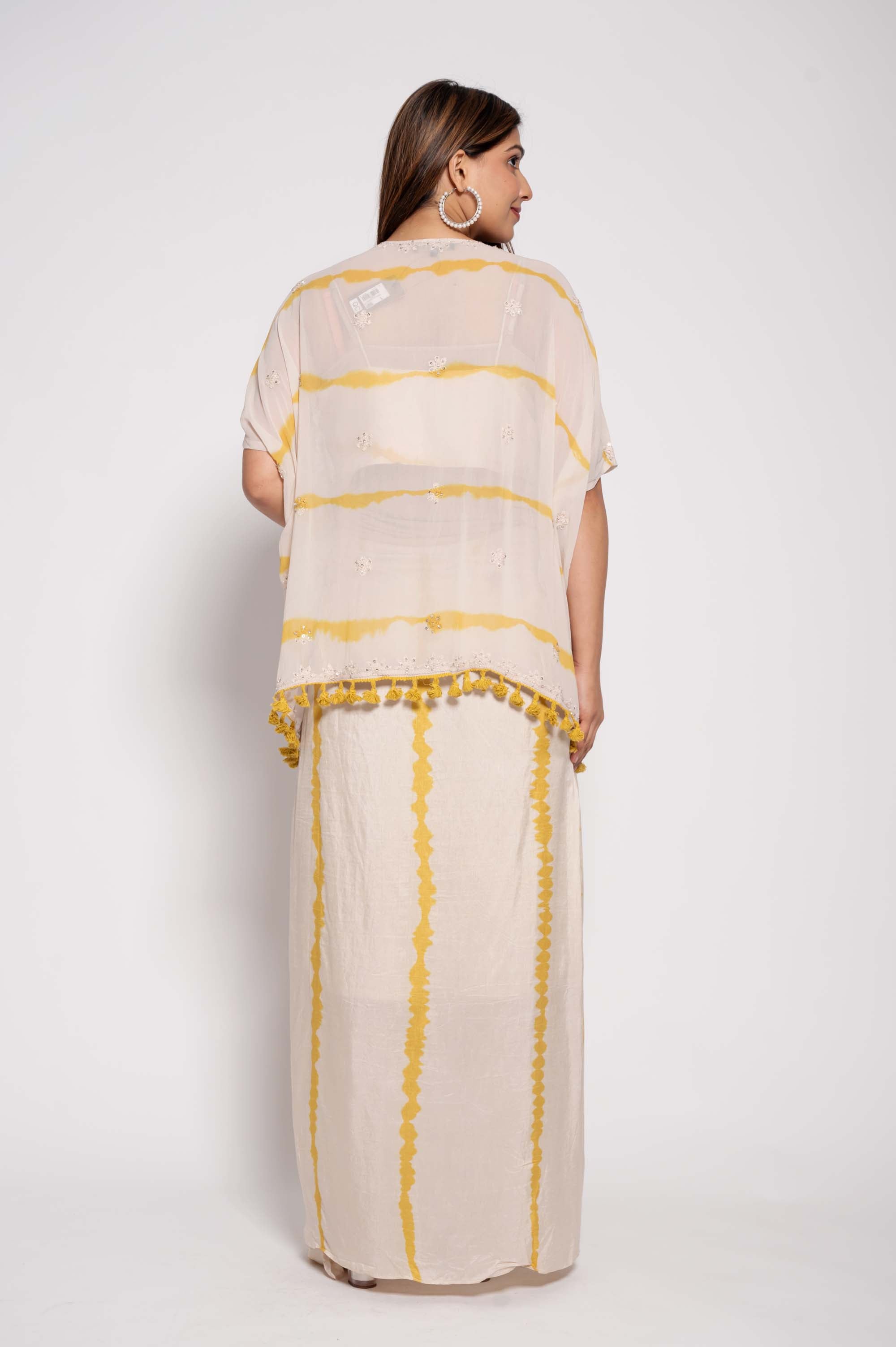 Kantha & Sequined Kaftan Top & Dhoti Style Coord Set