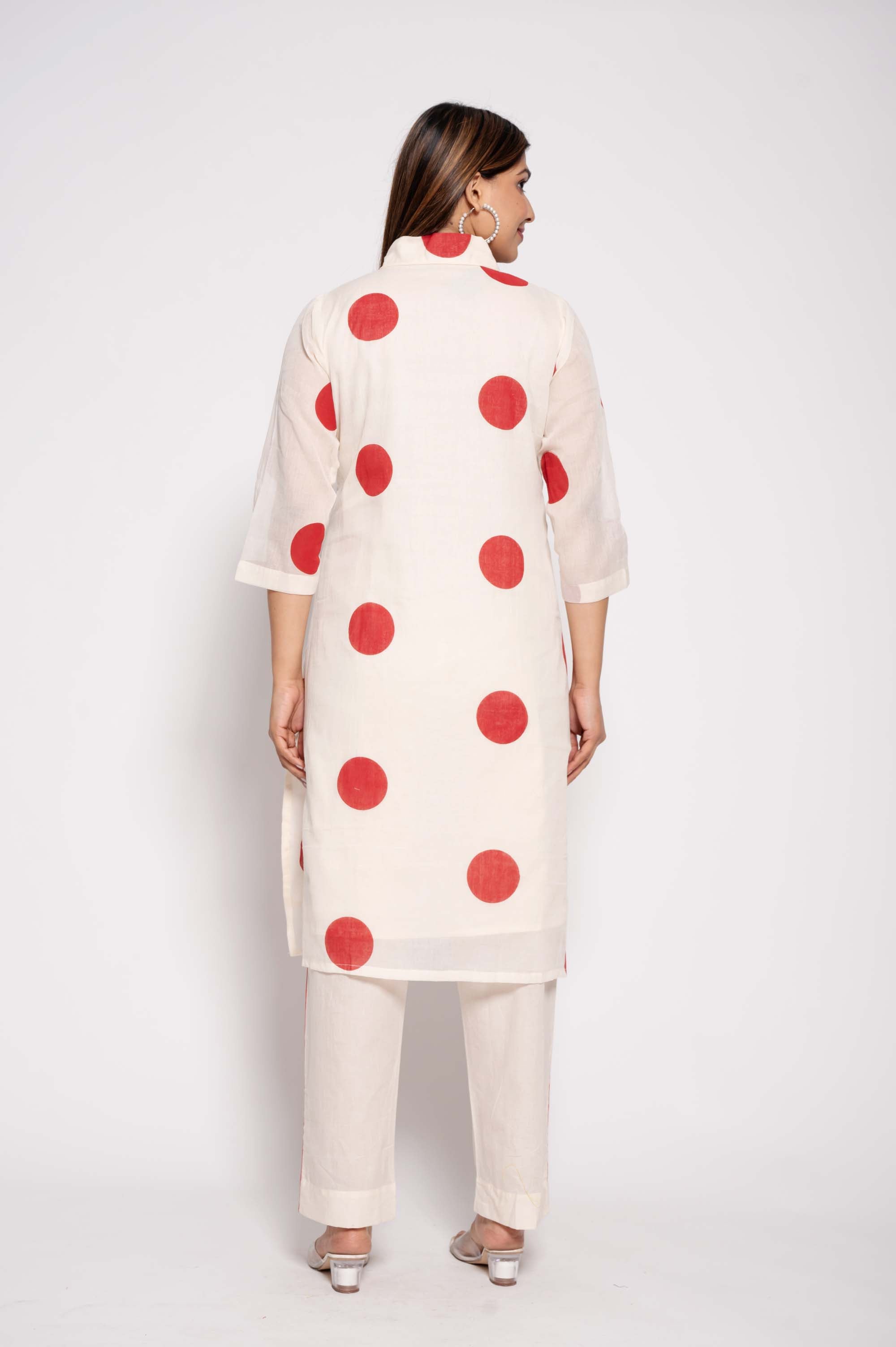 Large-Polka Dot Kurta Set