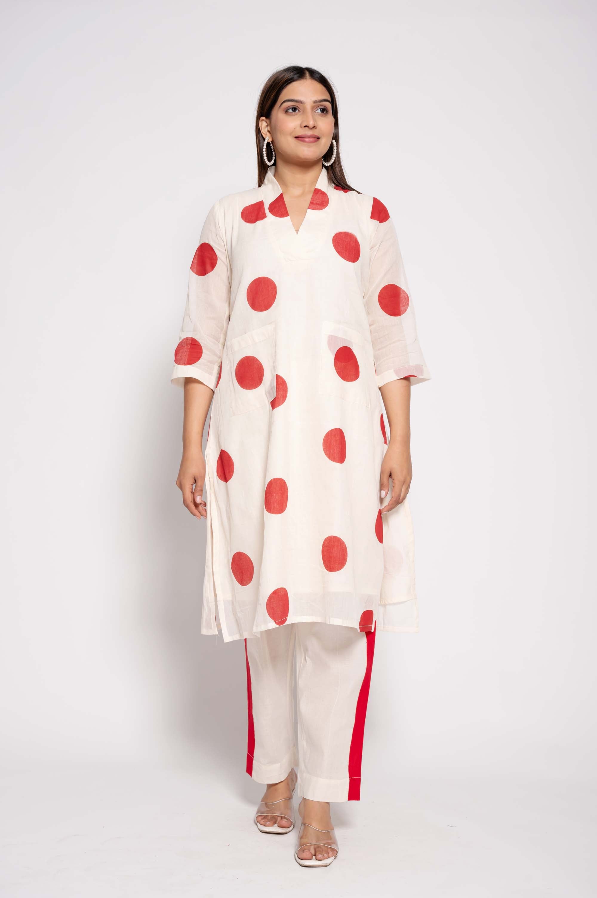 Large-Polka Dot Kurta Set