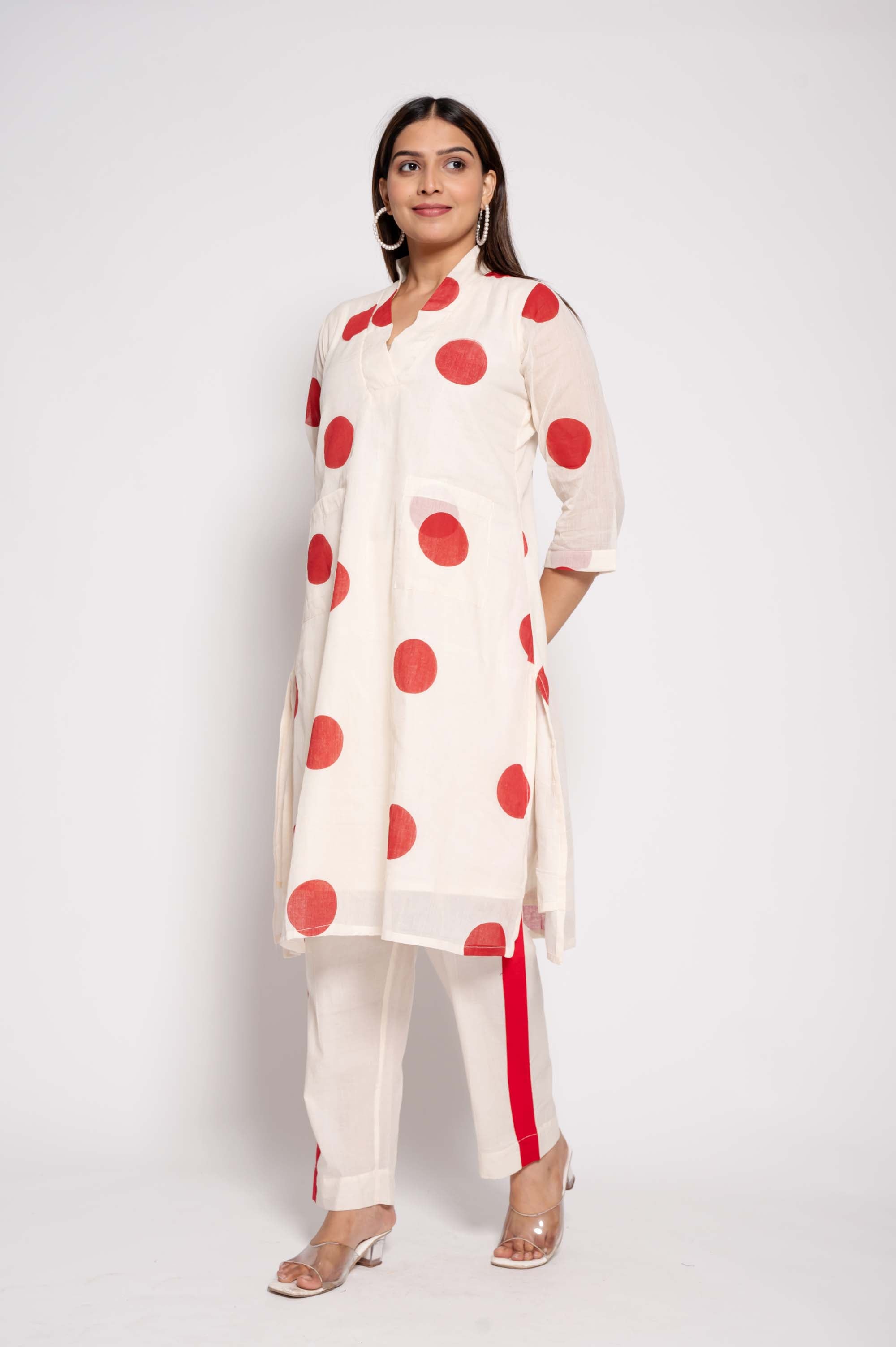 Large-Polka Dot Kurta Set