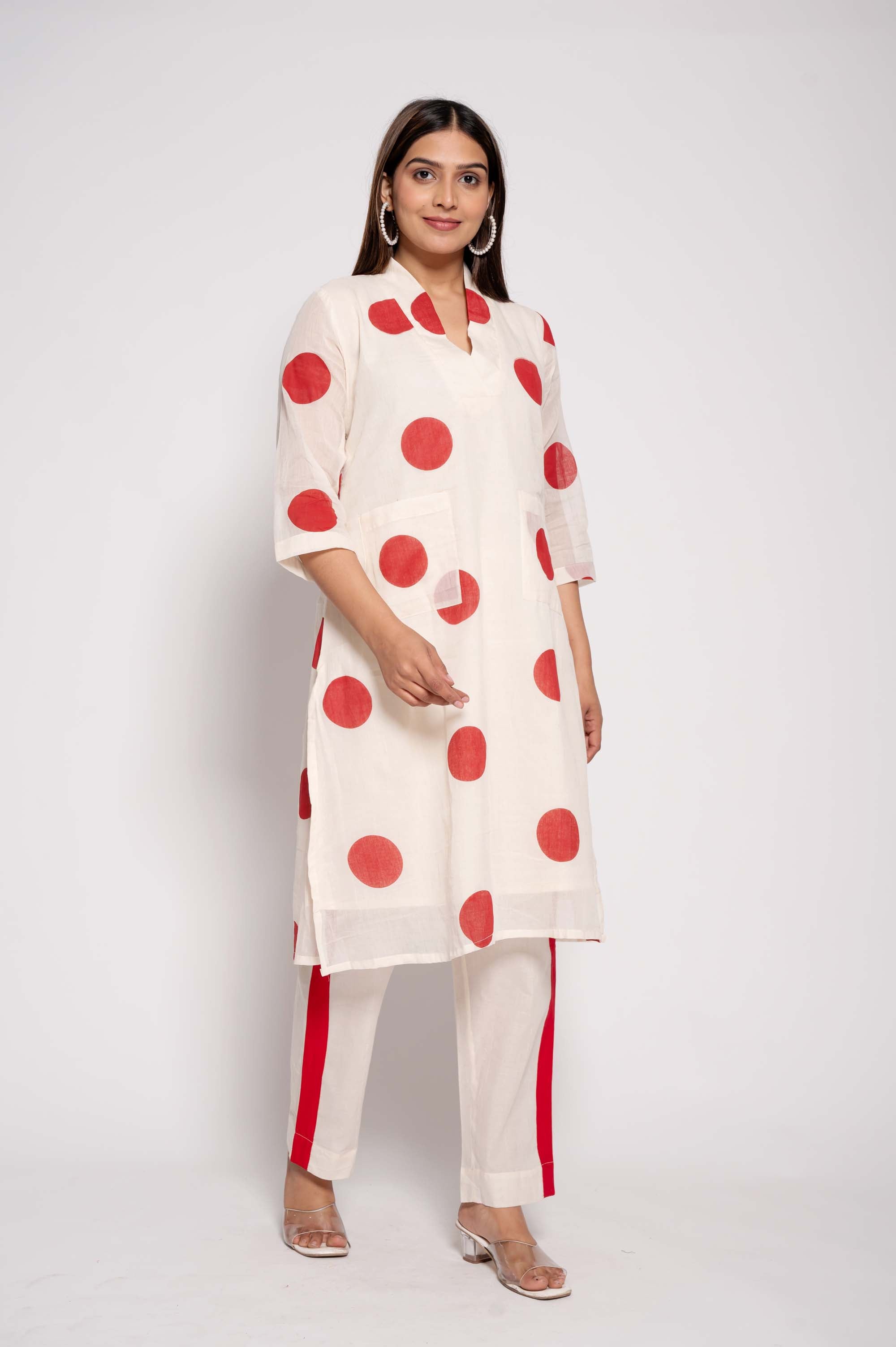 Large-Polka Dot Kurta Set