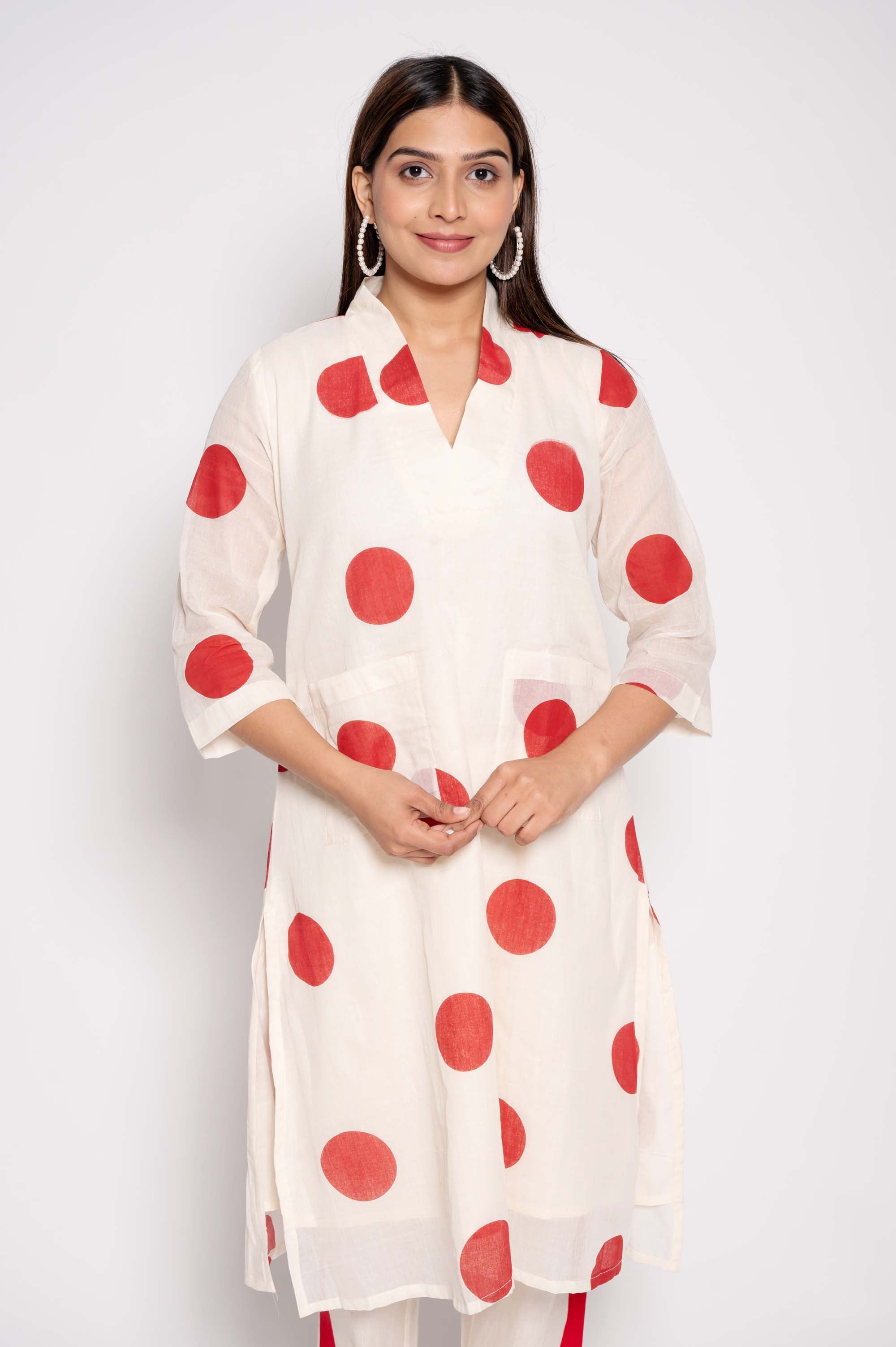 Large-Polka Dot Kurta Set