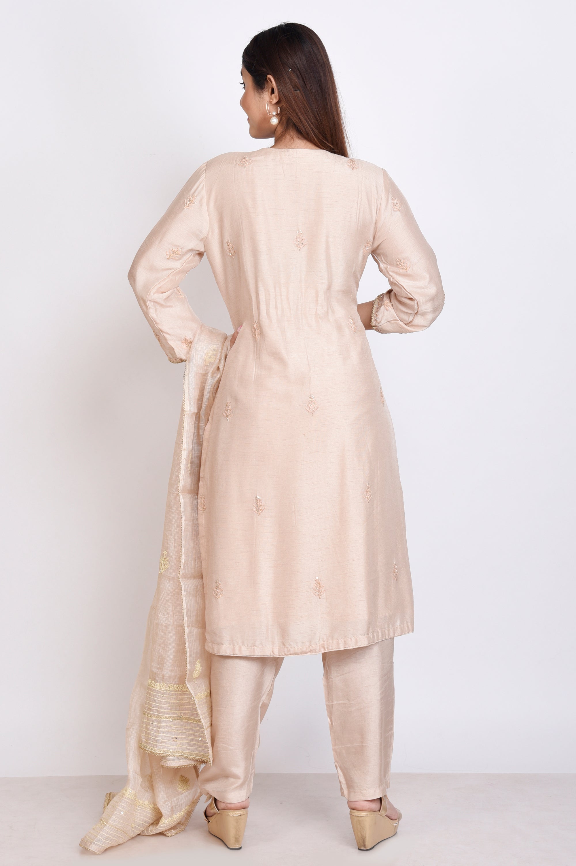 Lakhnavi Work 3 Pcs Kurta Set