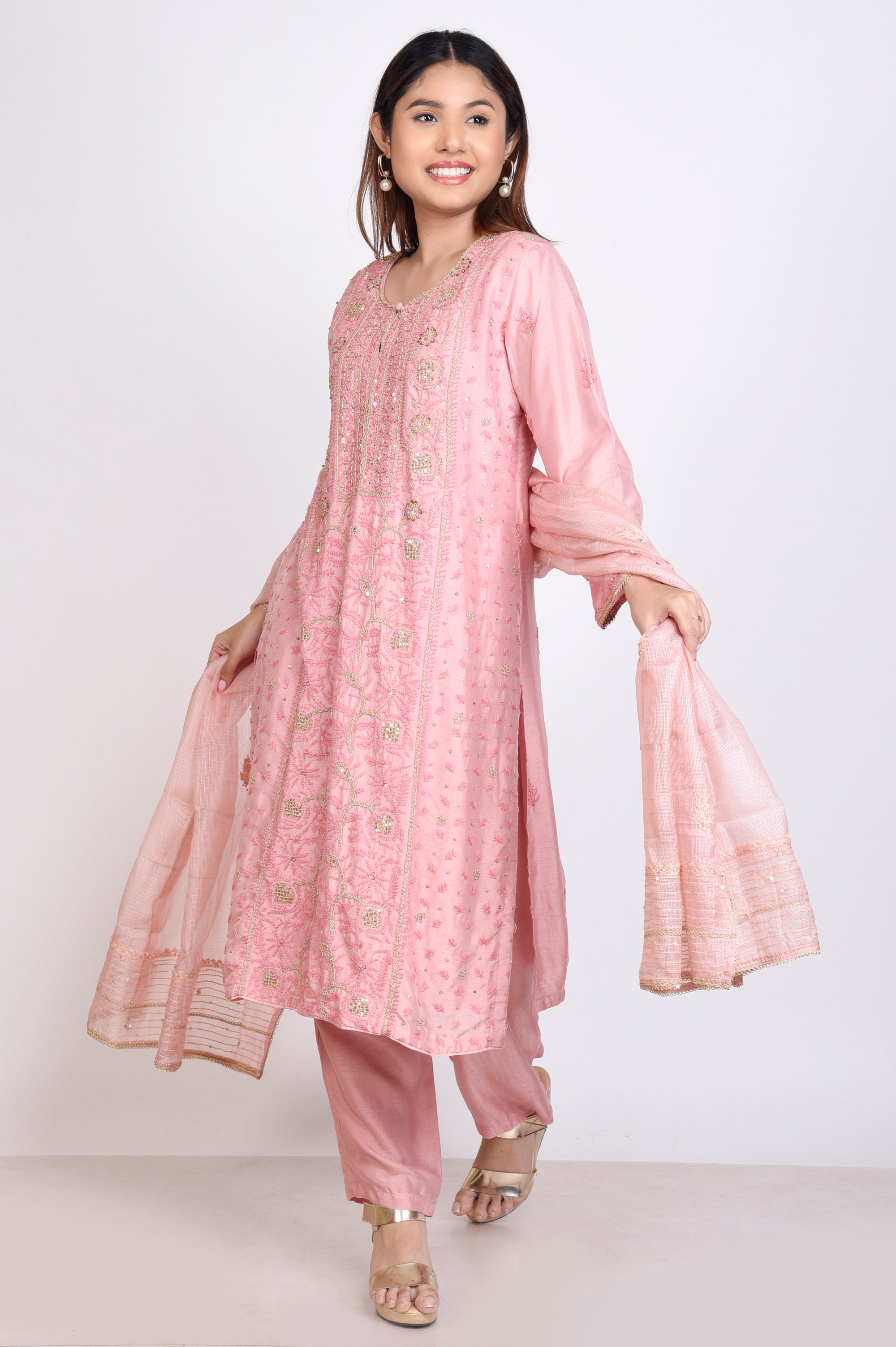 Lakhnavi Work 3 Pcs Kurta Set