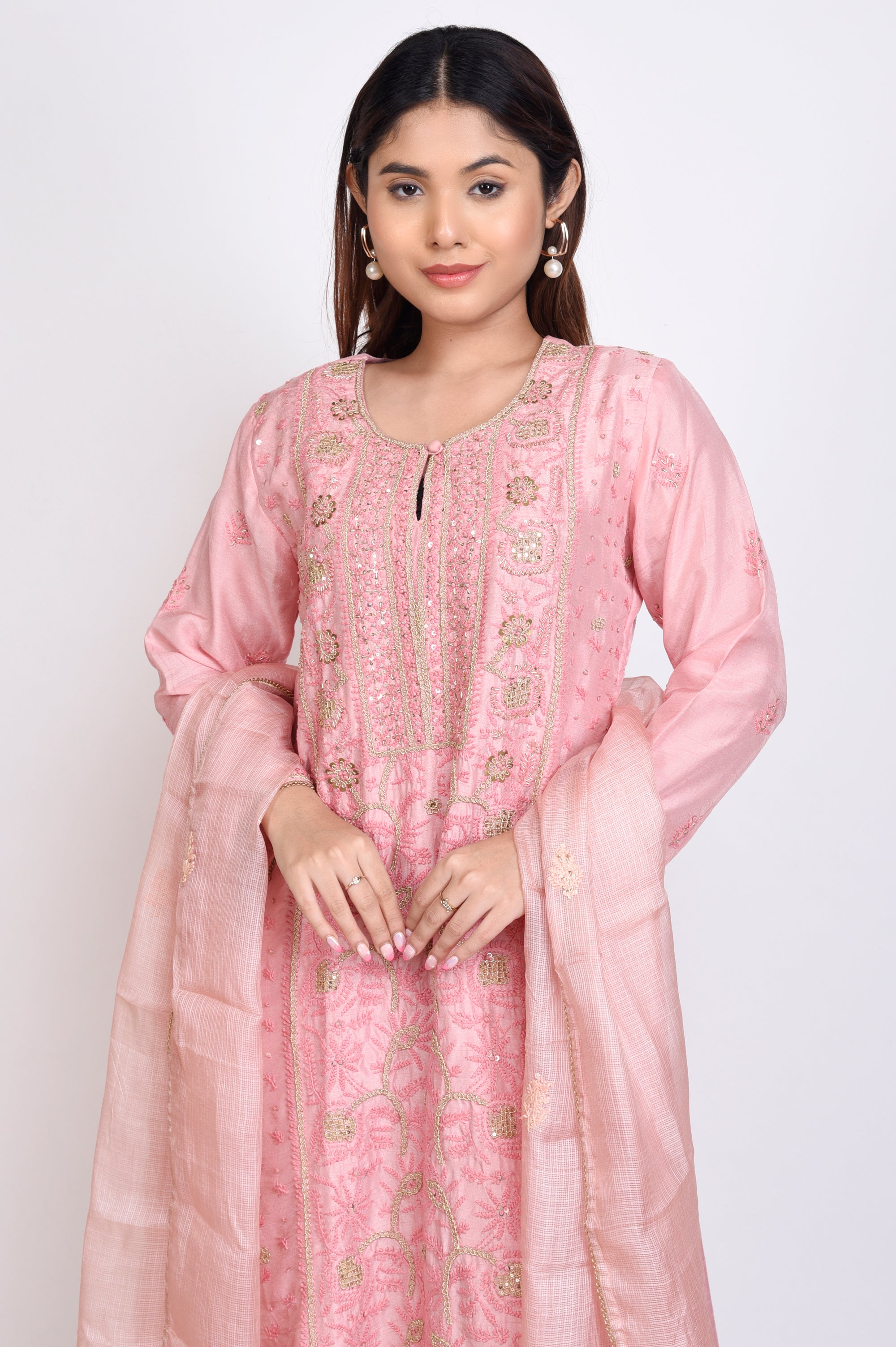 Lakhnavi Work 3 Pcs Kurta Set