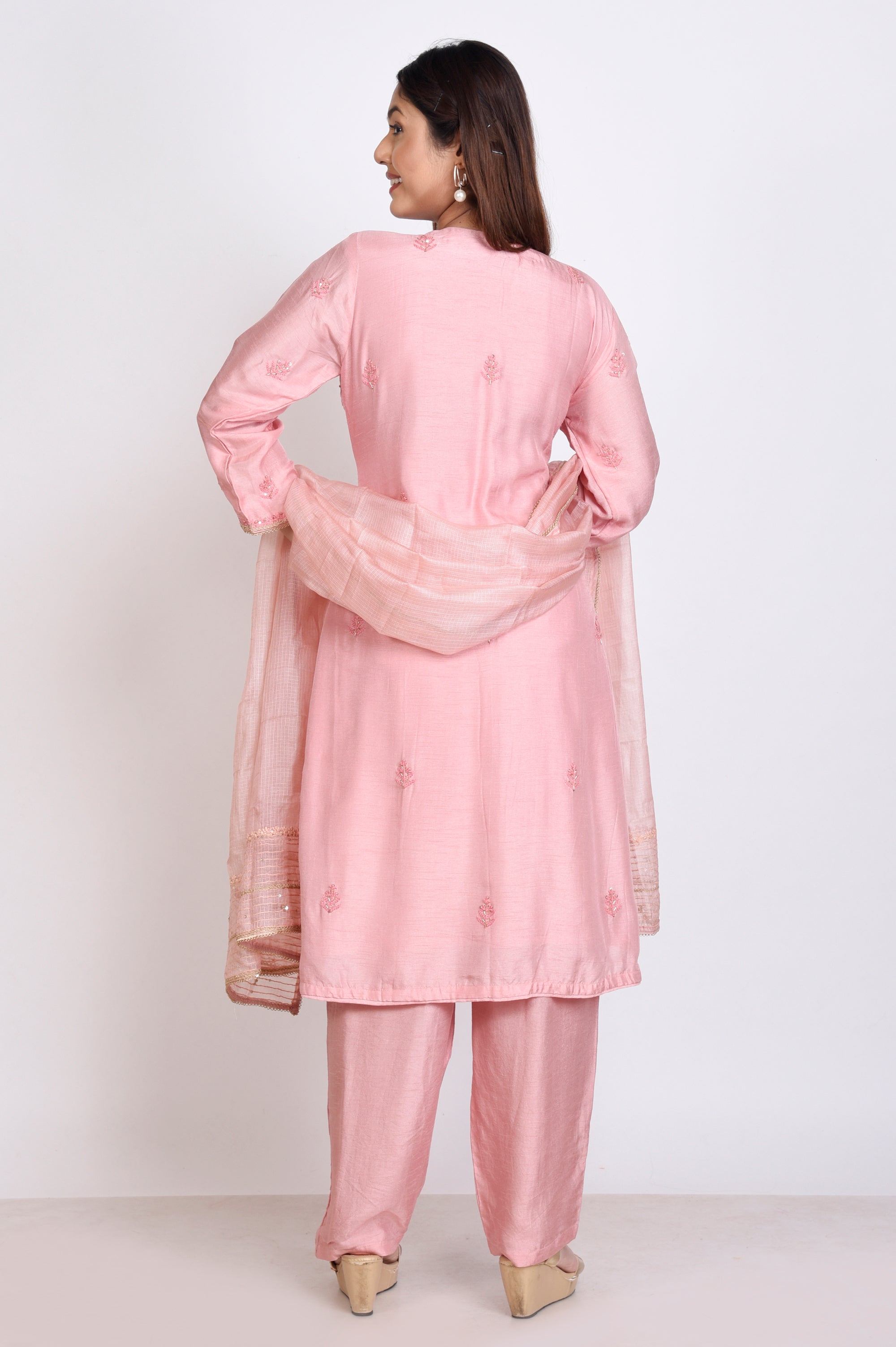 Lakhnavi Work 3 Pcs Kurta Set