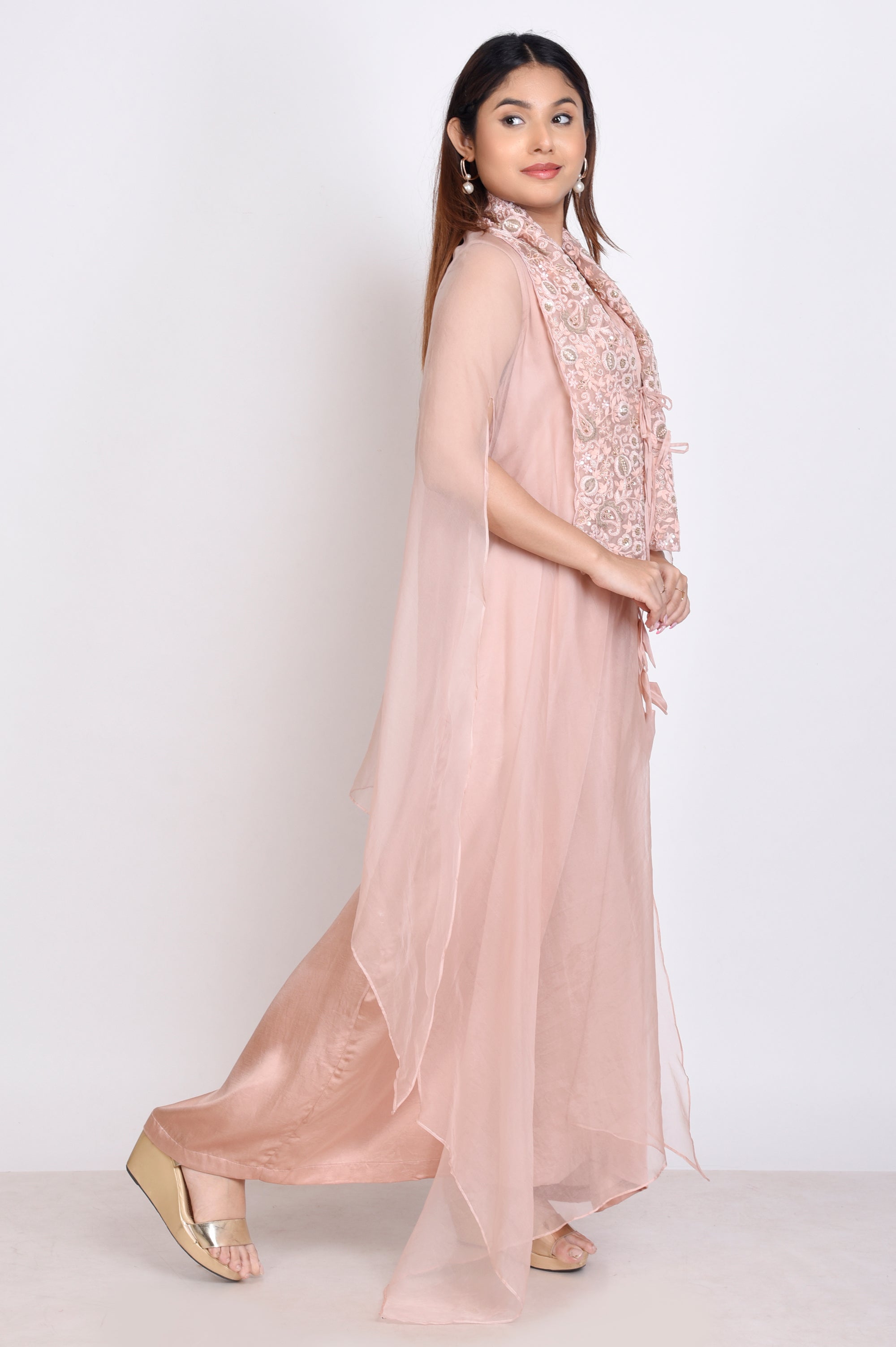 Jump Suit With Organza Cape