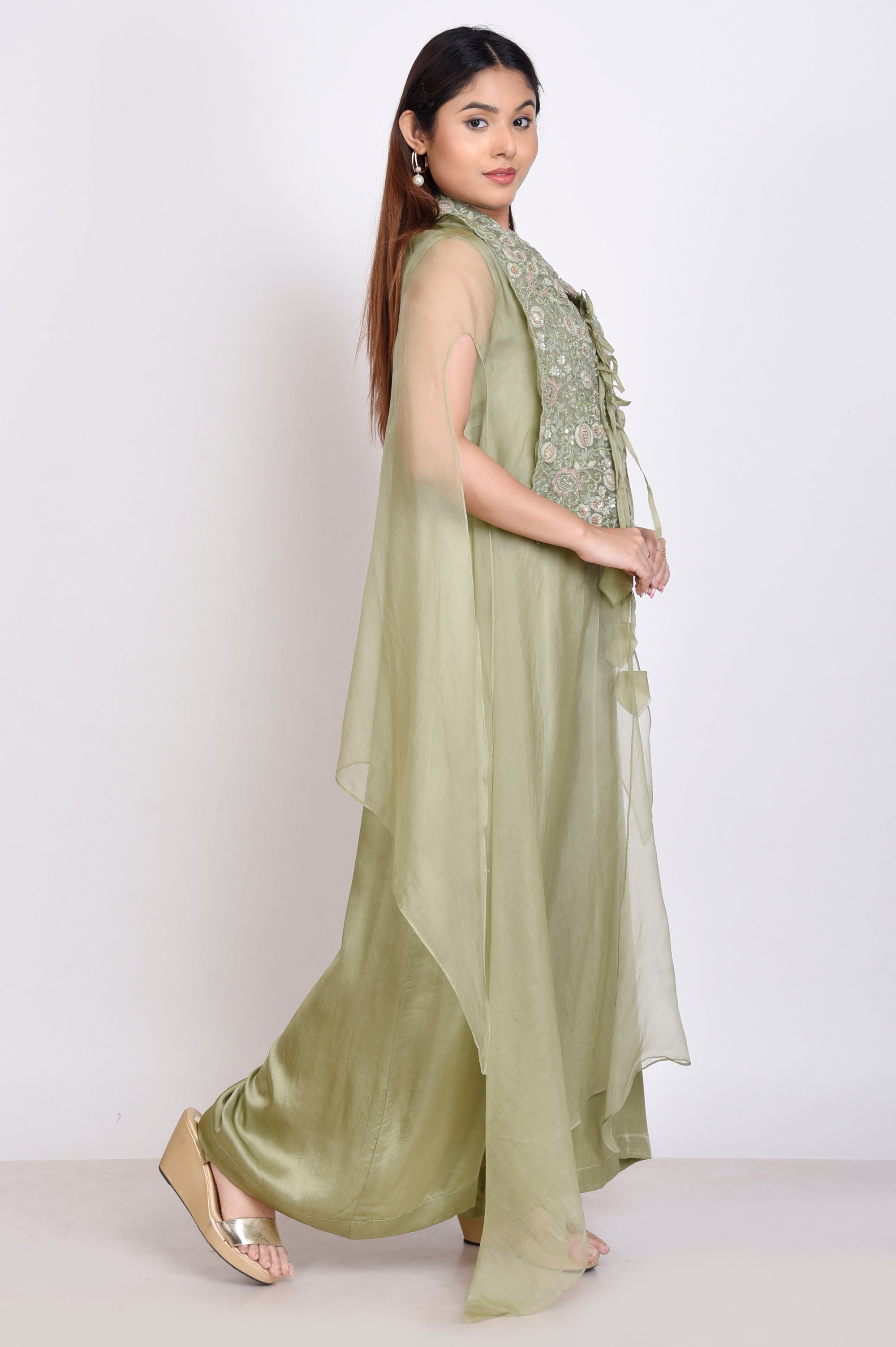 Jump Suit With Organza Cape