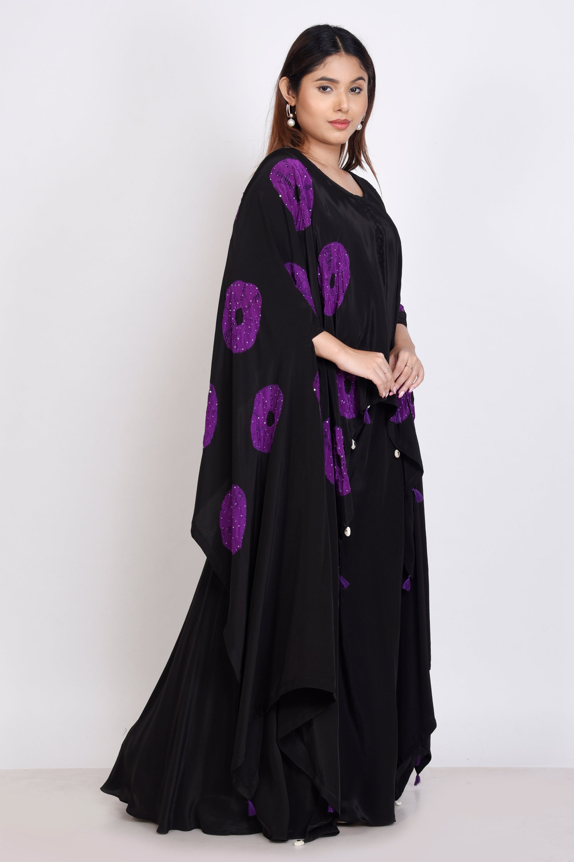 Shibori Printed Cape With Divider Pant