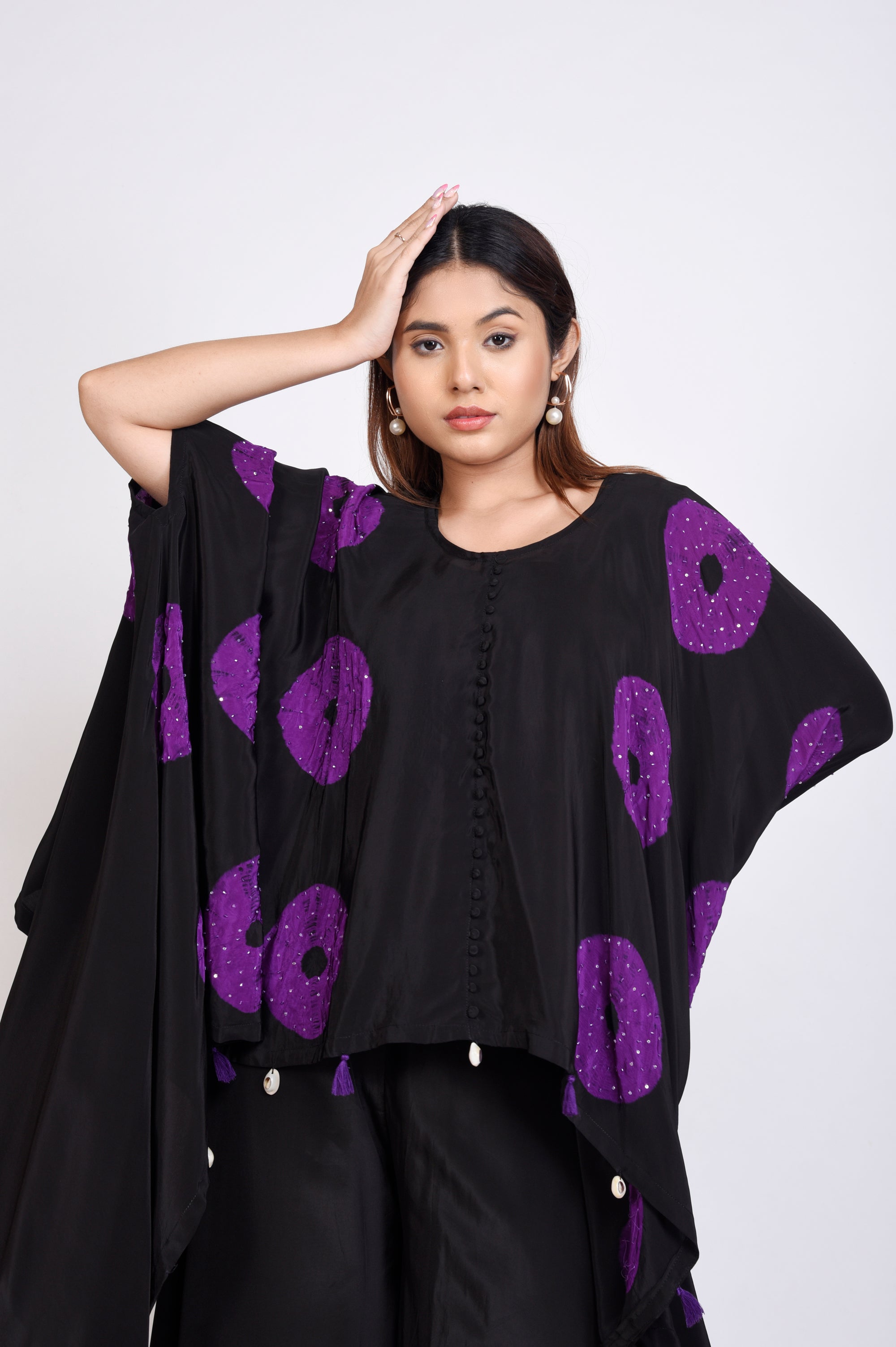 Shibori Printed Cape With Divider Pant