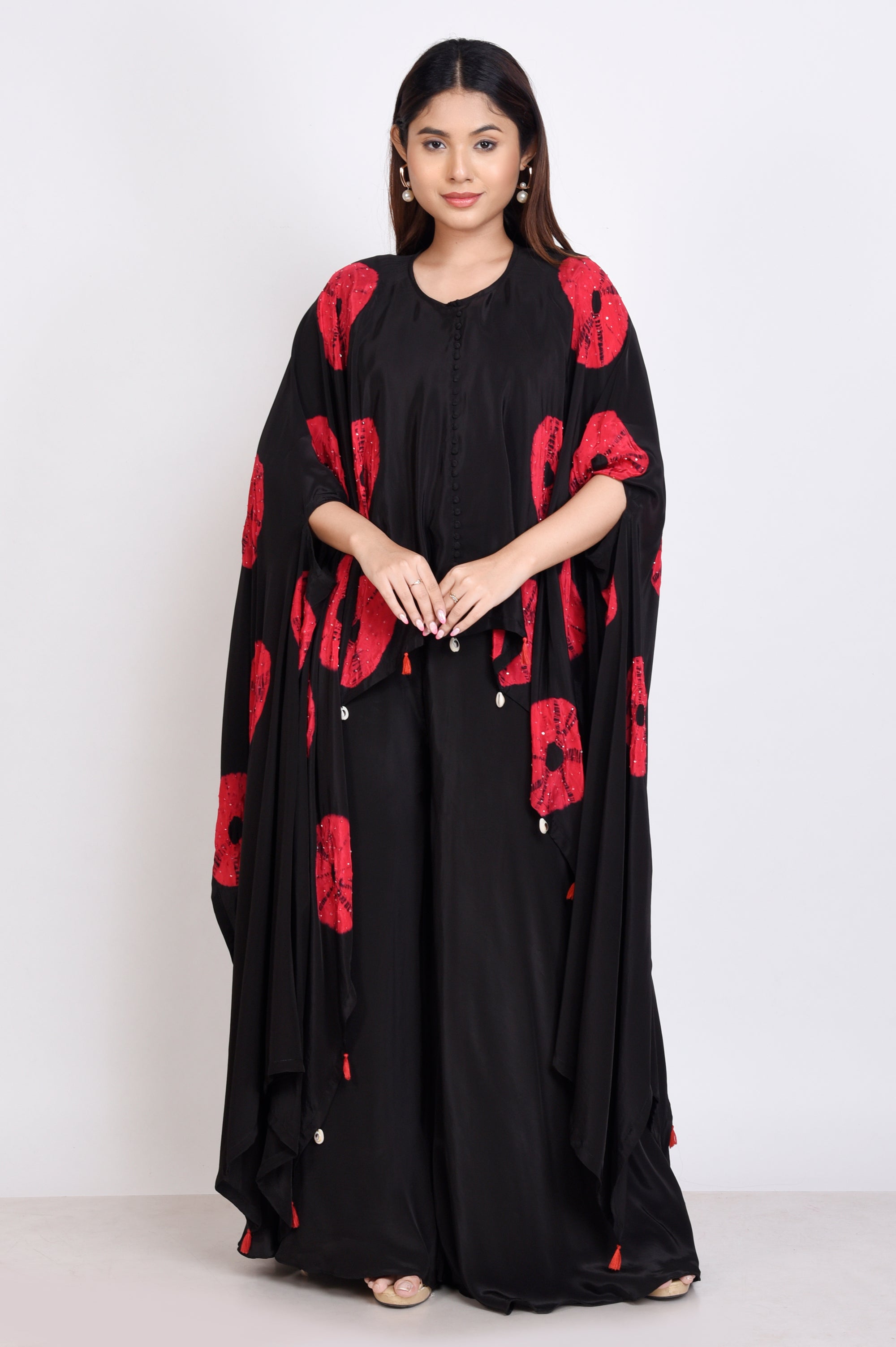 Shibori Printed Cape With Divider Pant