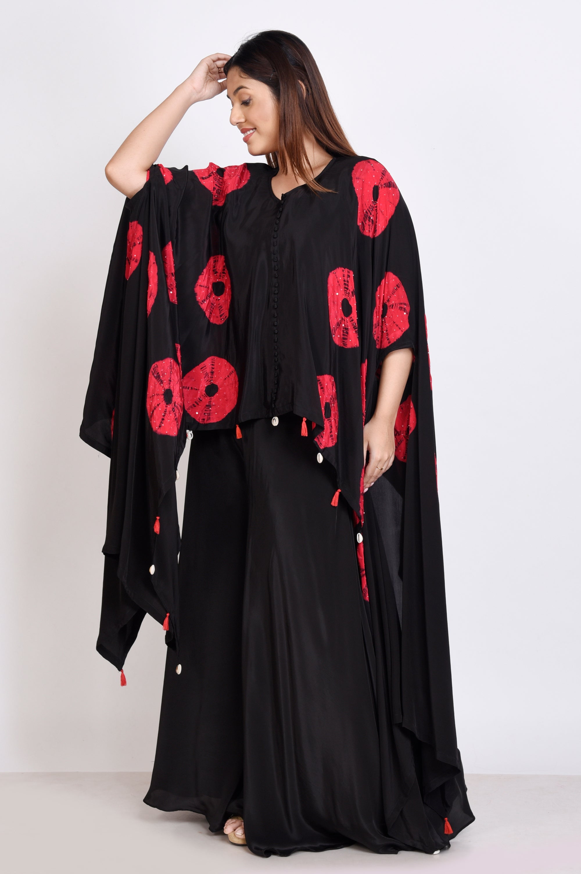 Shibori Printed Cape With Divider Pant