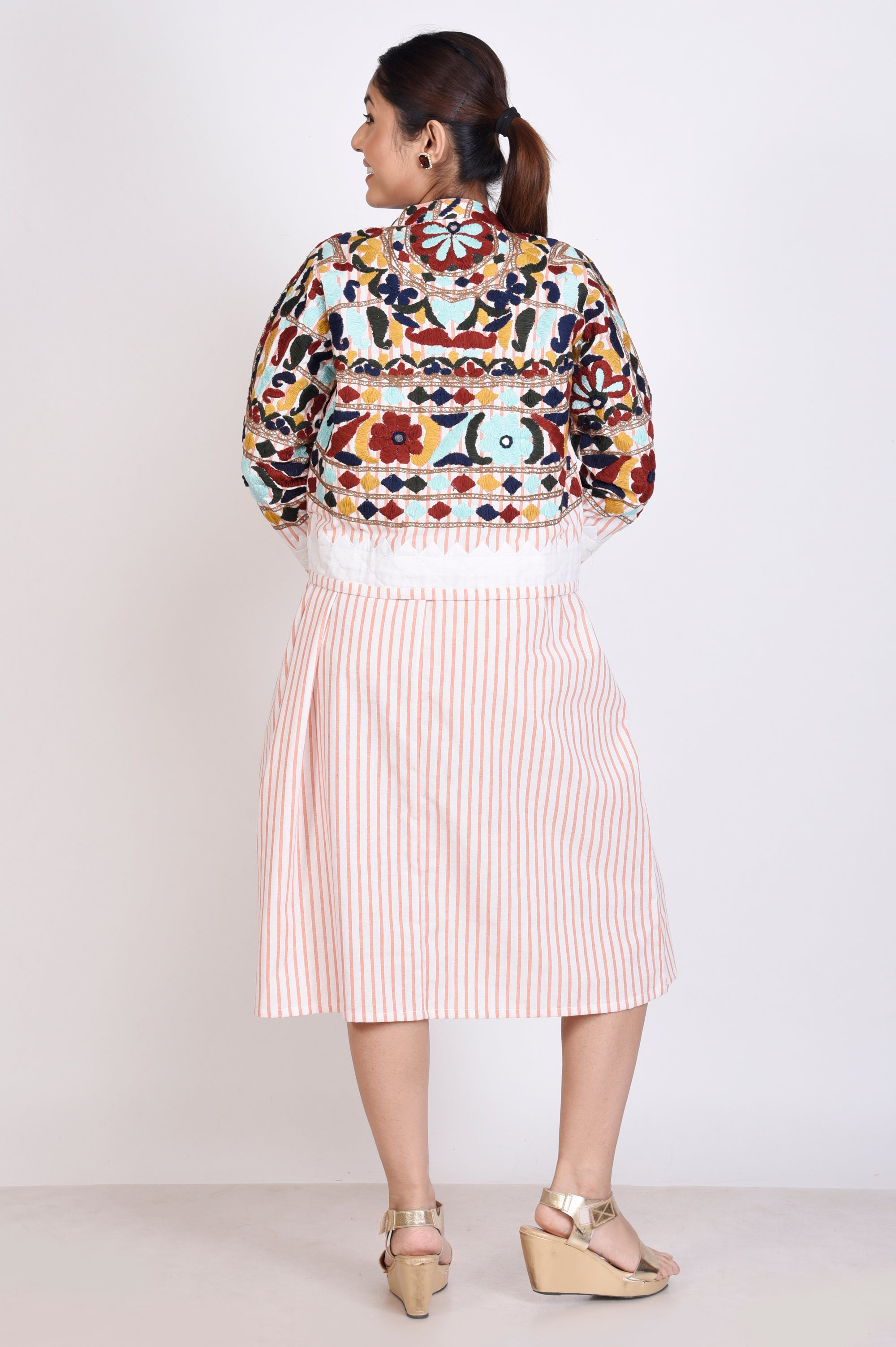 Embroidered Work Short Jacket with Dress