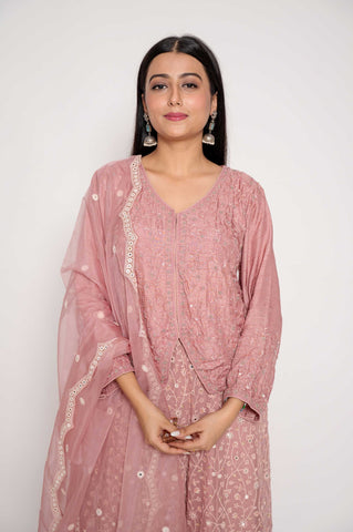 Sarara-Dupatta Set with all-over work