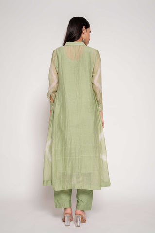 Collared Tie-Dye Muslin Kurta Set