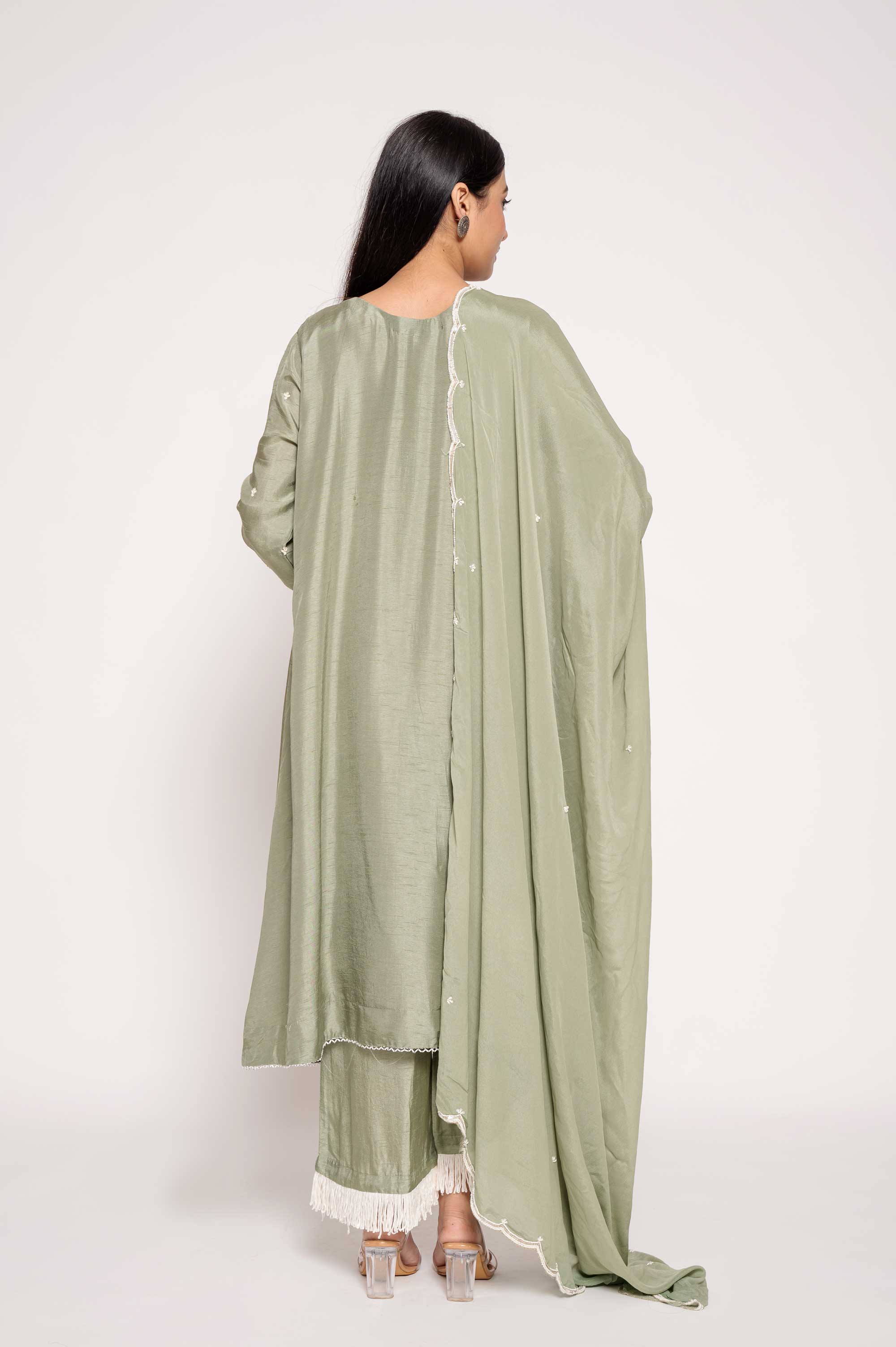 Zardosi work 3pc Kurta- Dupatta set