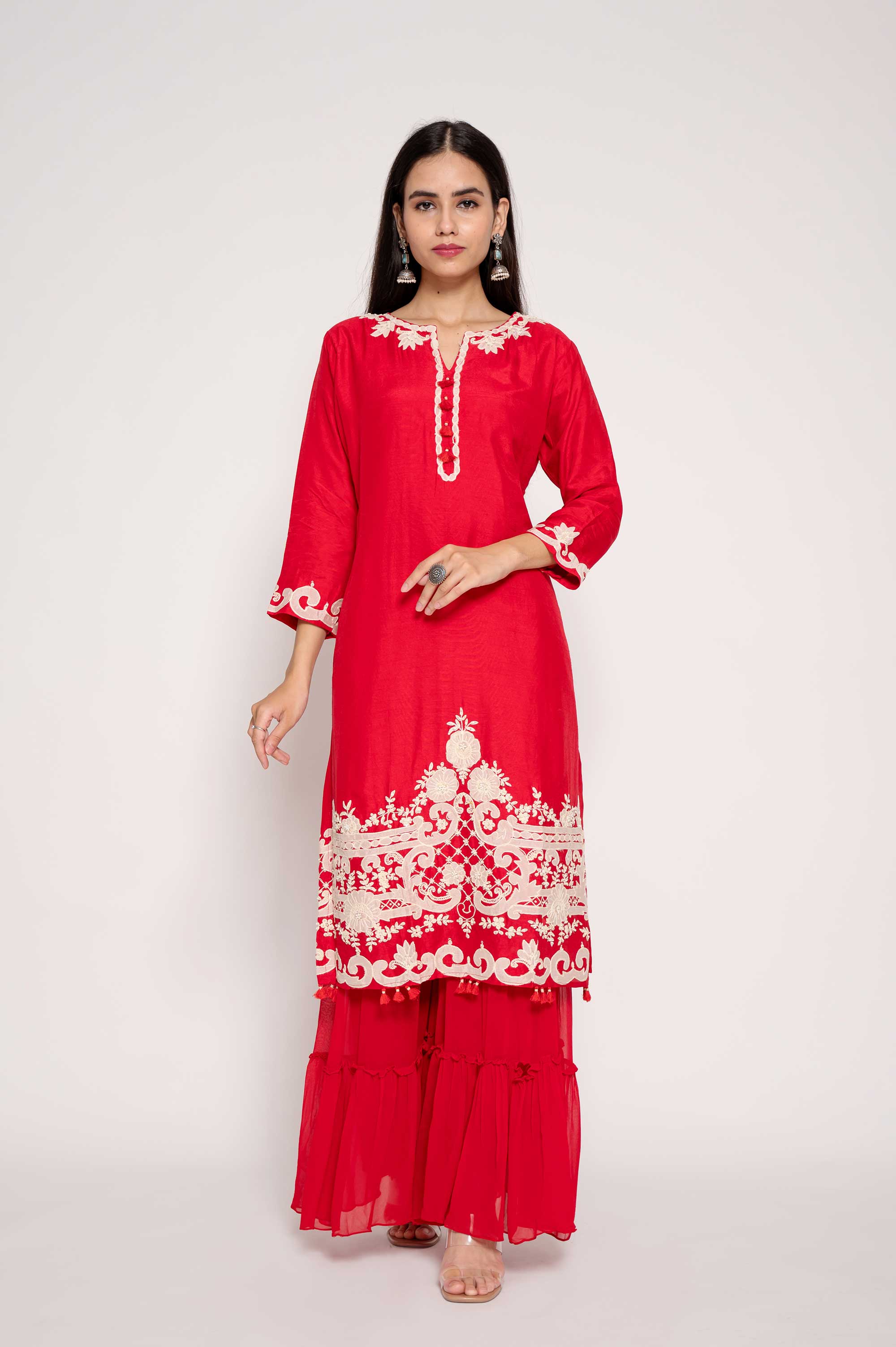 Applique & Tassel work Kurta set