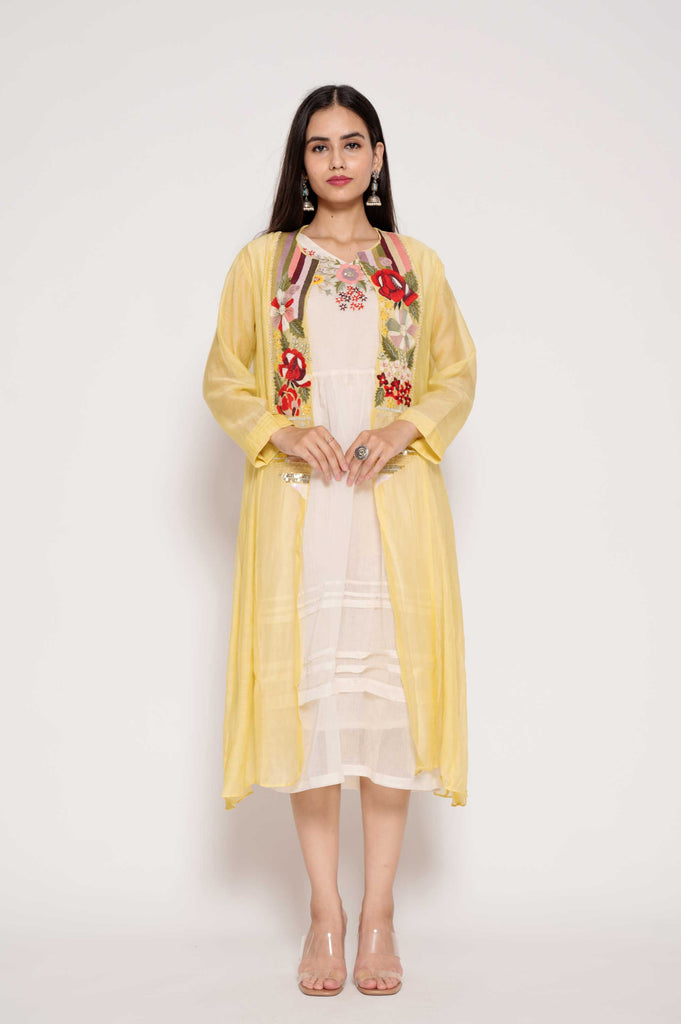 Embroidered Long Jacket Dress Set