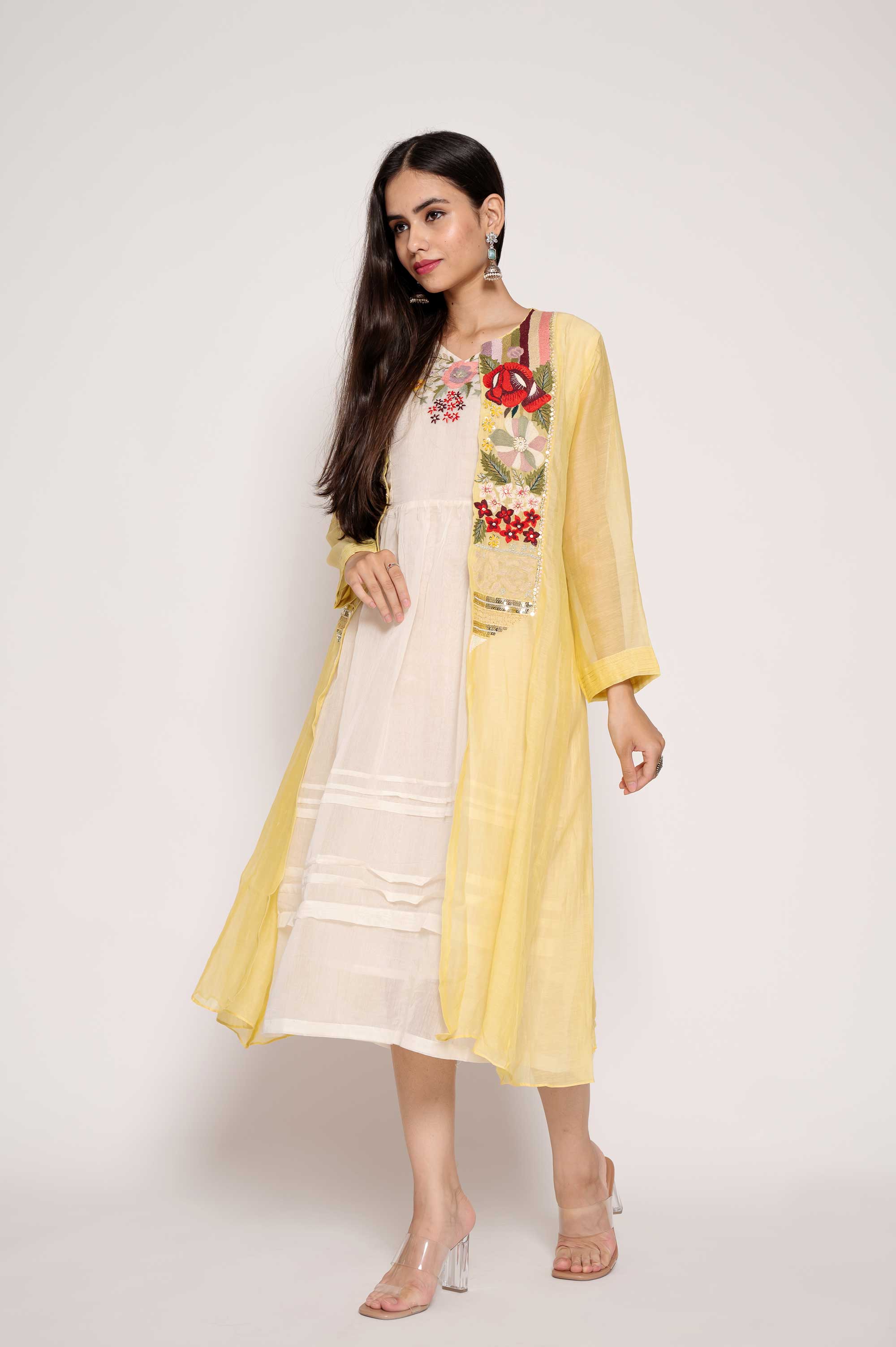 Embroidered Long Jacket Dress Set