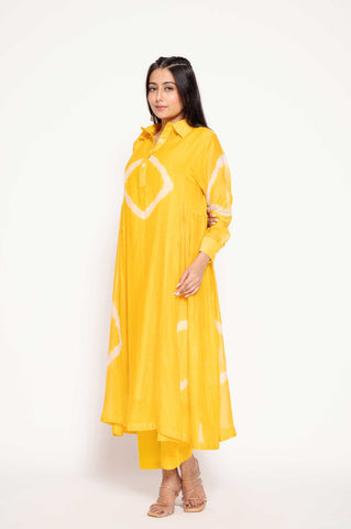 Collared Tie-Dye Muslin Kurta Set