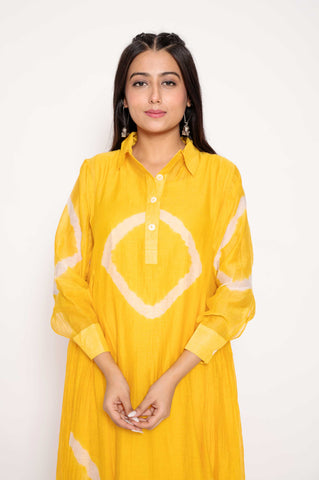 Collared Tie-Dye Muslin Kurta Set