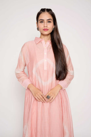 Collared Tie-Dye Muslin Kurta Set