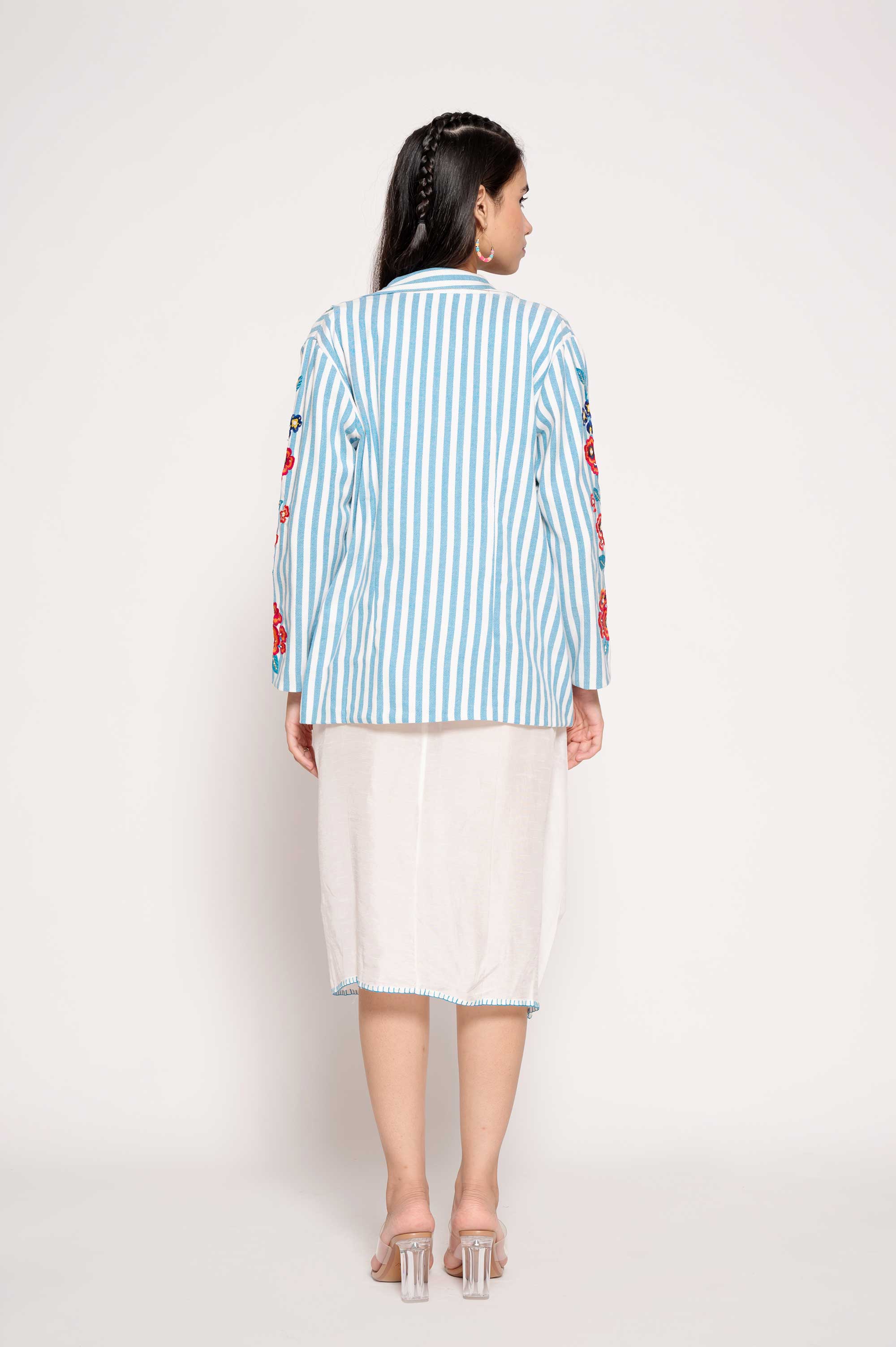 Embroidered Cotton Jacket with Silk Midi dress