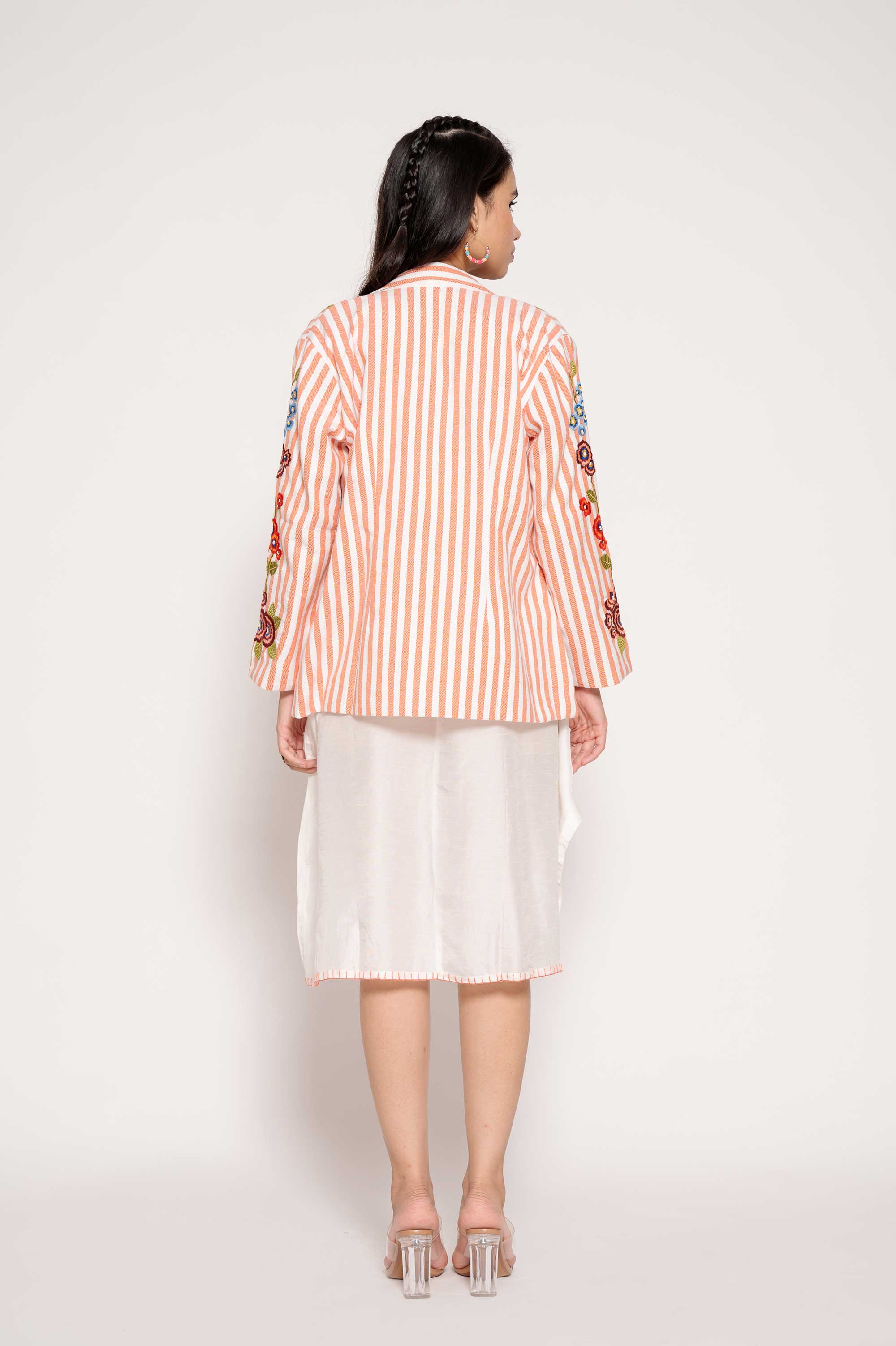 Embroidered Cotton Jacket with Silk Midi dress