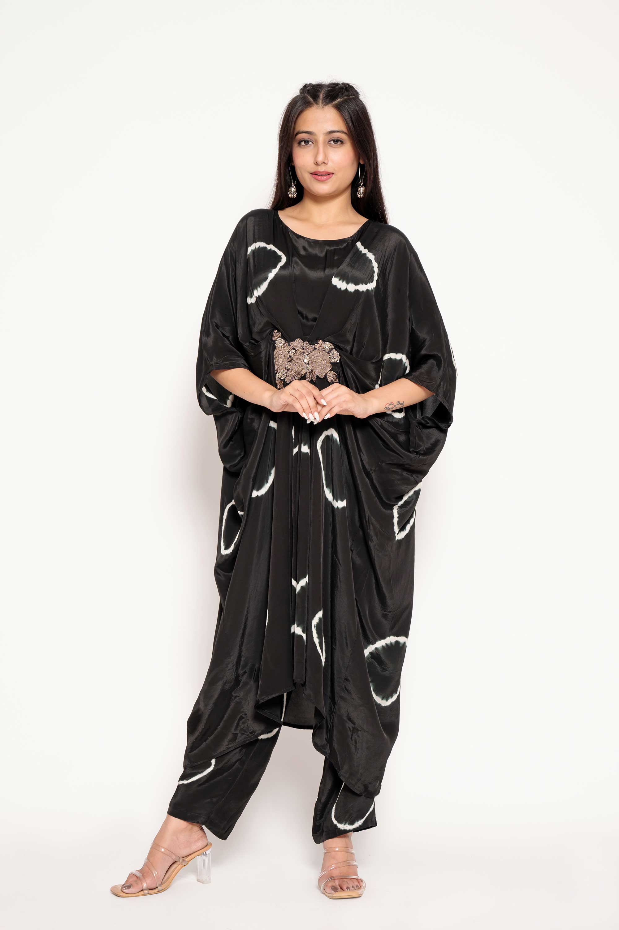 Tie-Dye Kaftan Set With Metallic Boota