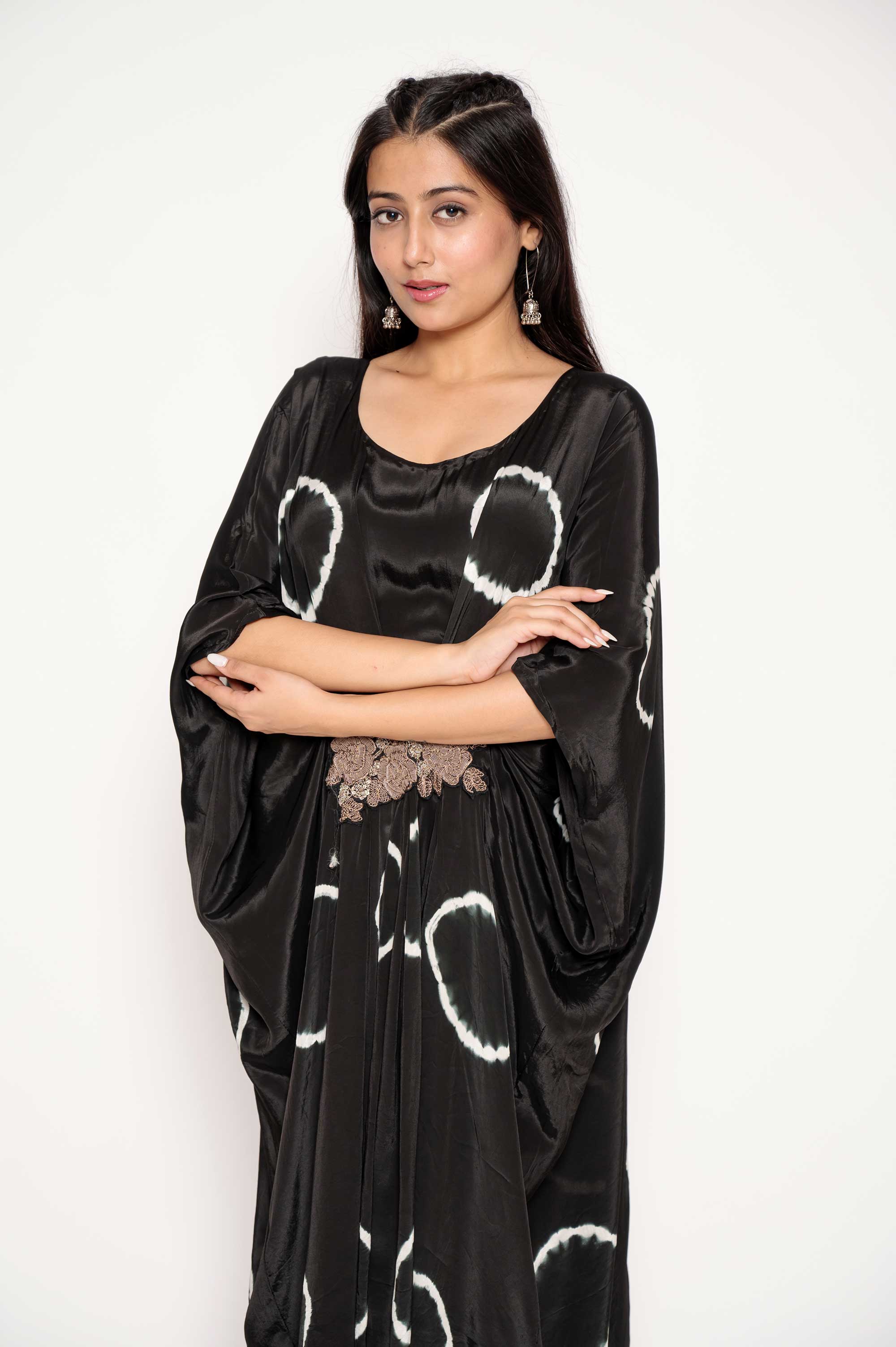 Tie-Dye Kaftan Set With Metallic Boota