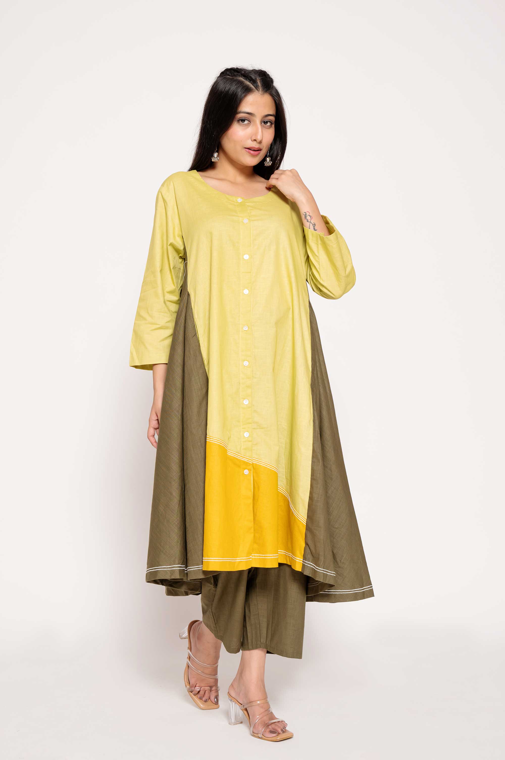 Multicolored Indo-western Kurta set