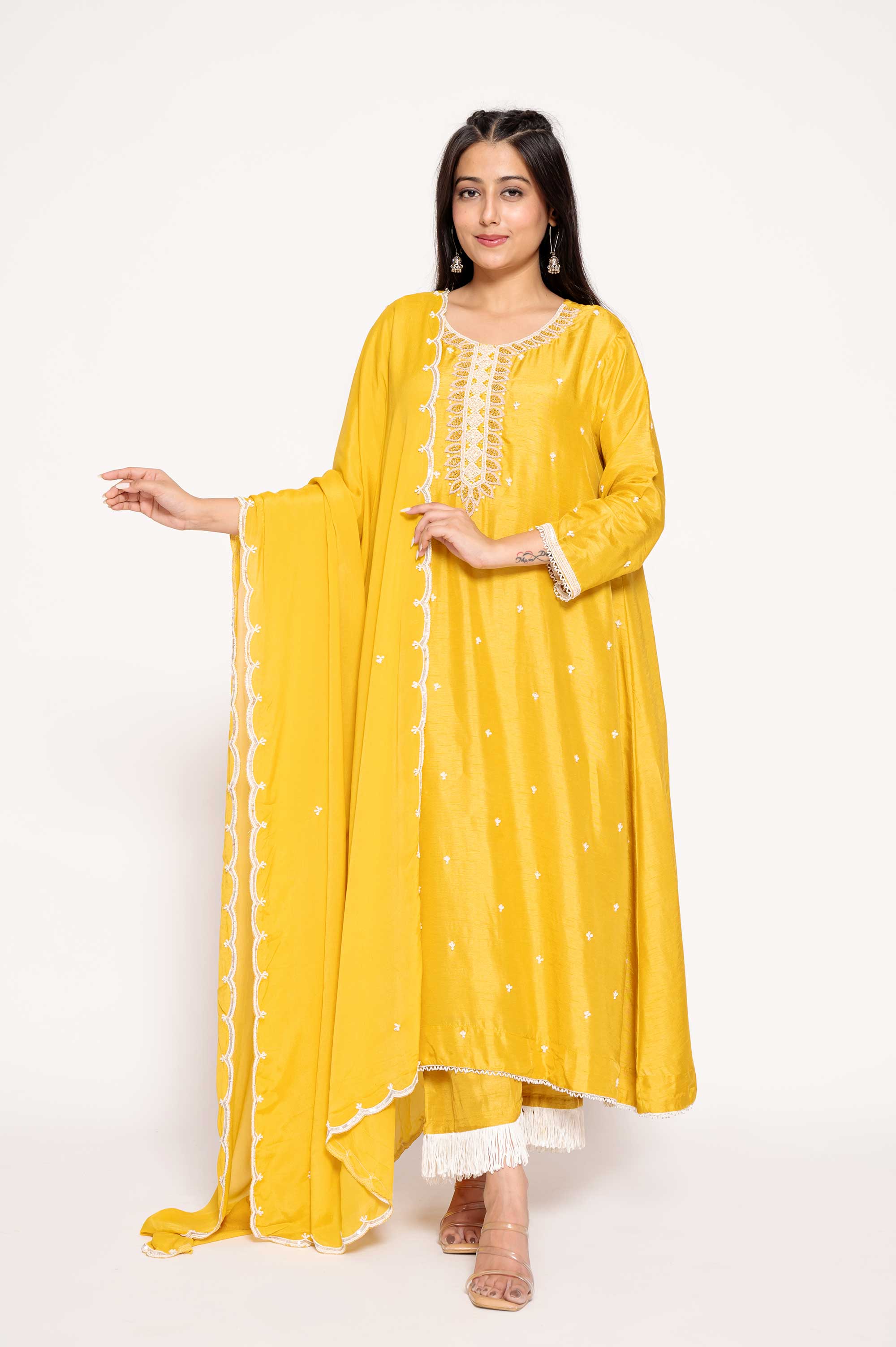 Zardosi work 3pc Kurta- Dupatta set