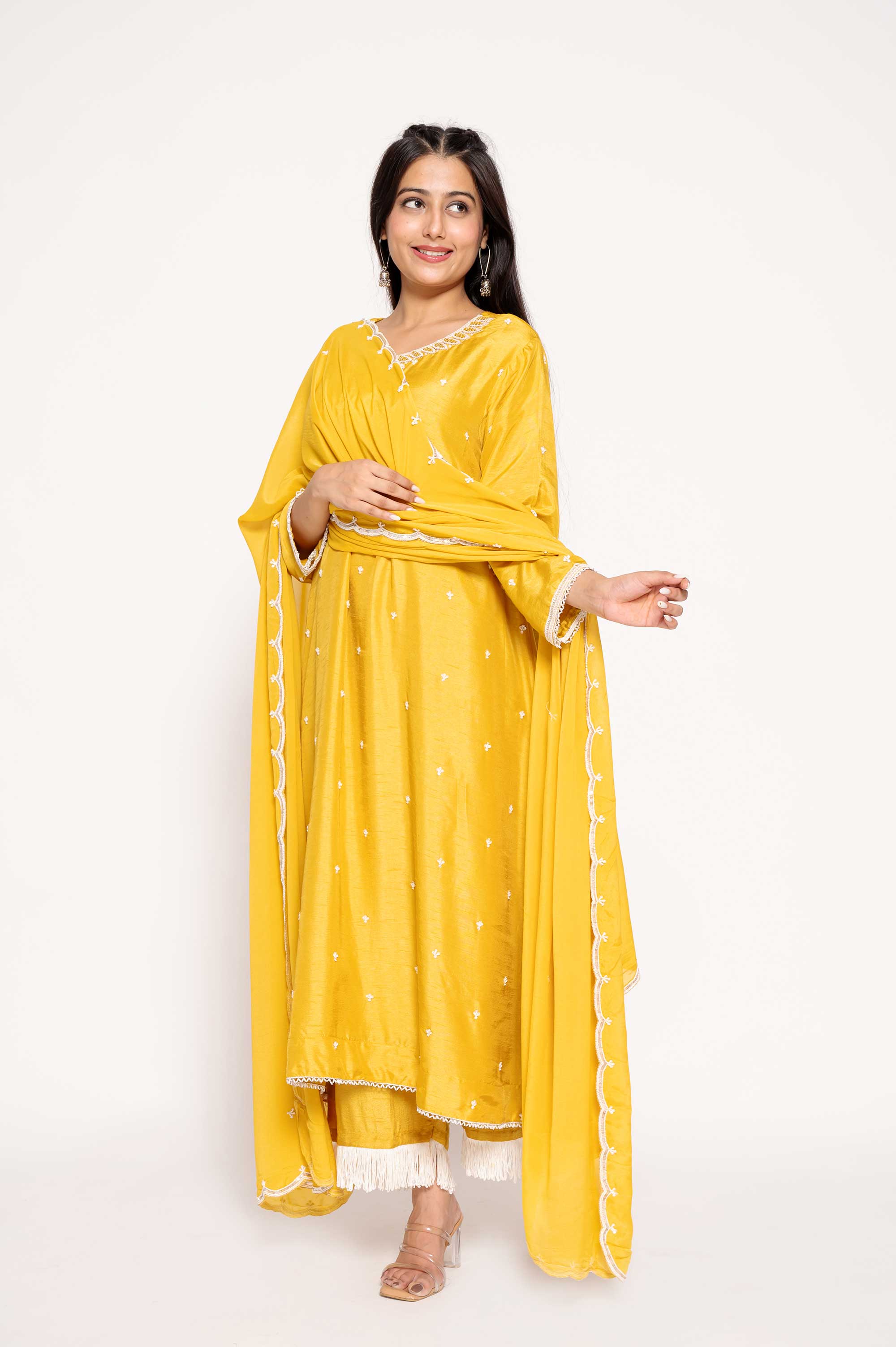 Zardosi work 3pc Kurta- Dupatta set