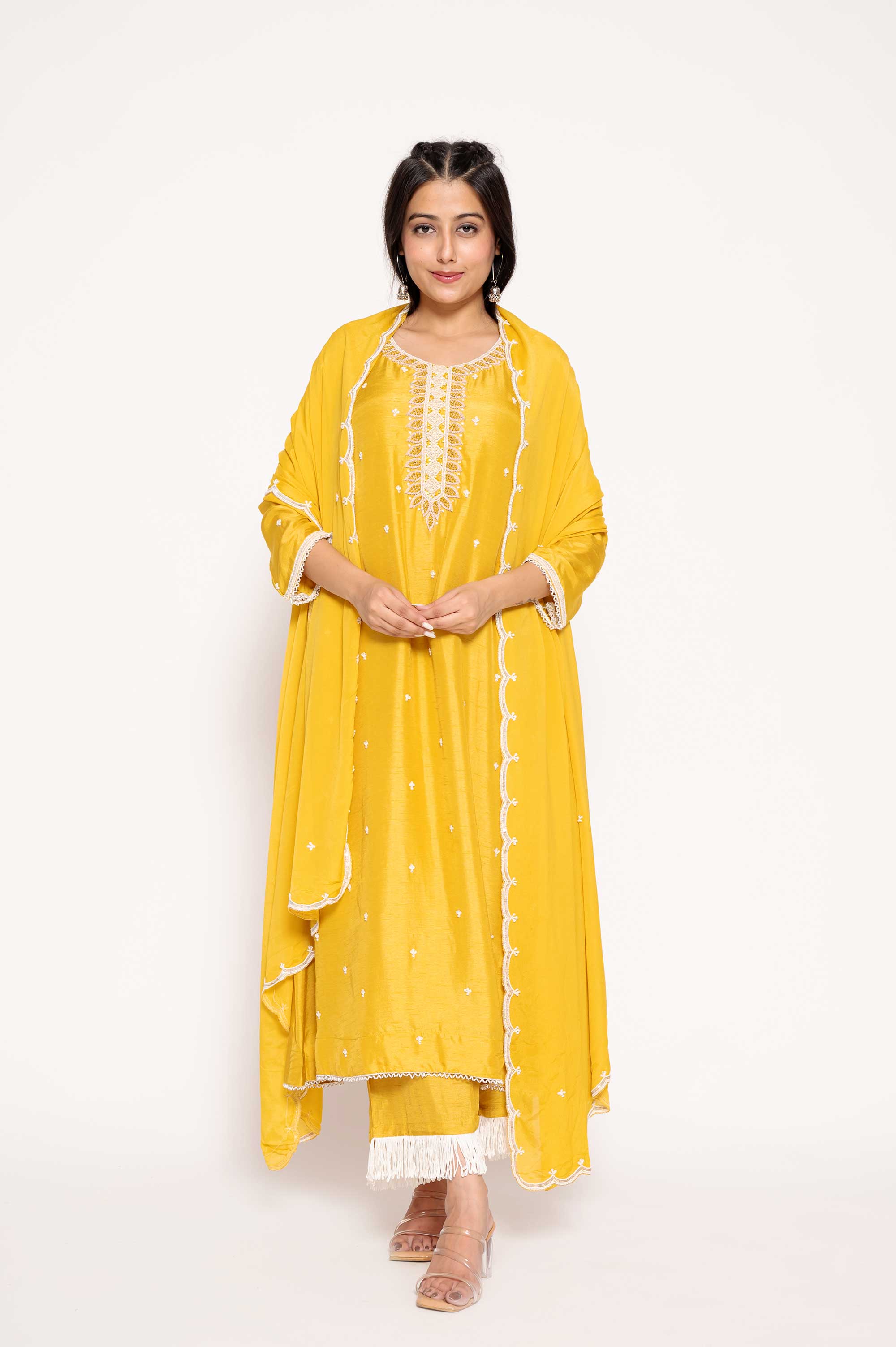 Zardosi work 3pc Kurta- Dupatta set