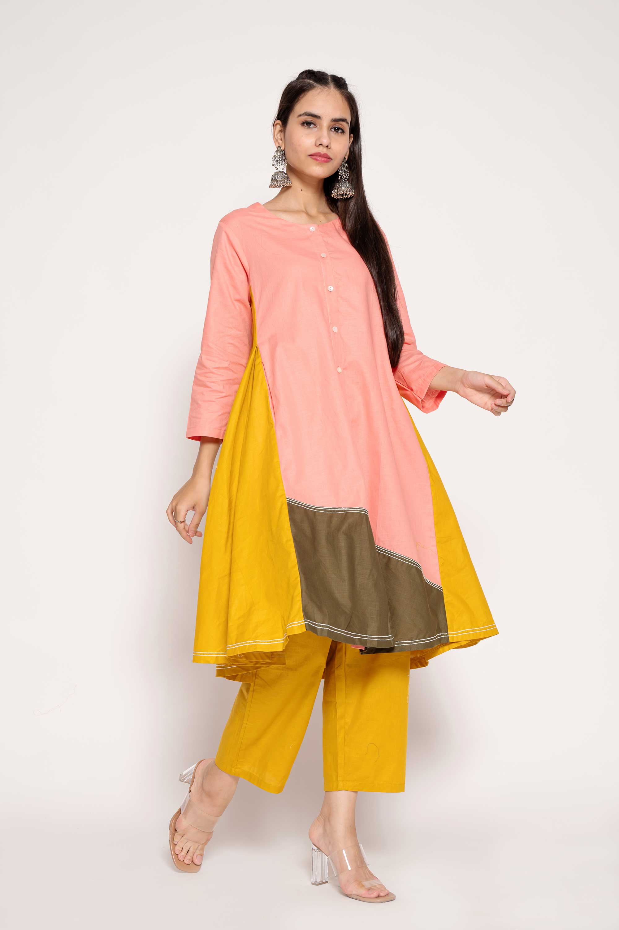 Multicolored Indo-western Kurta set