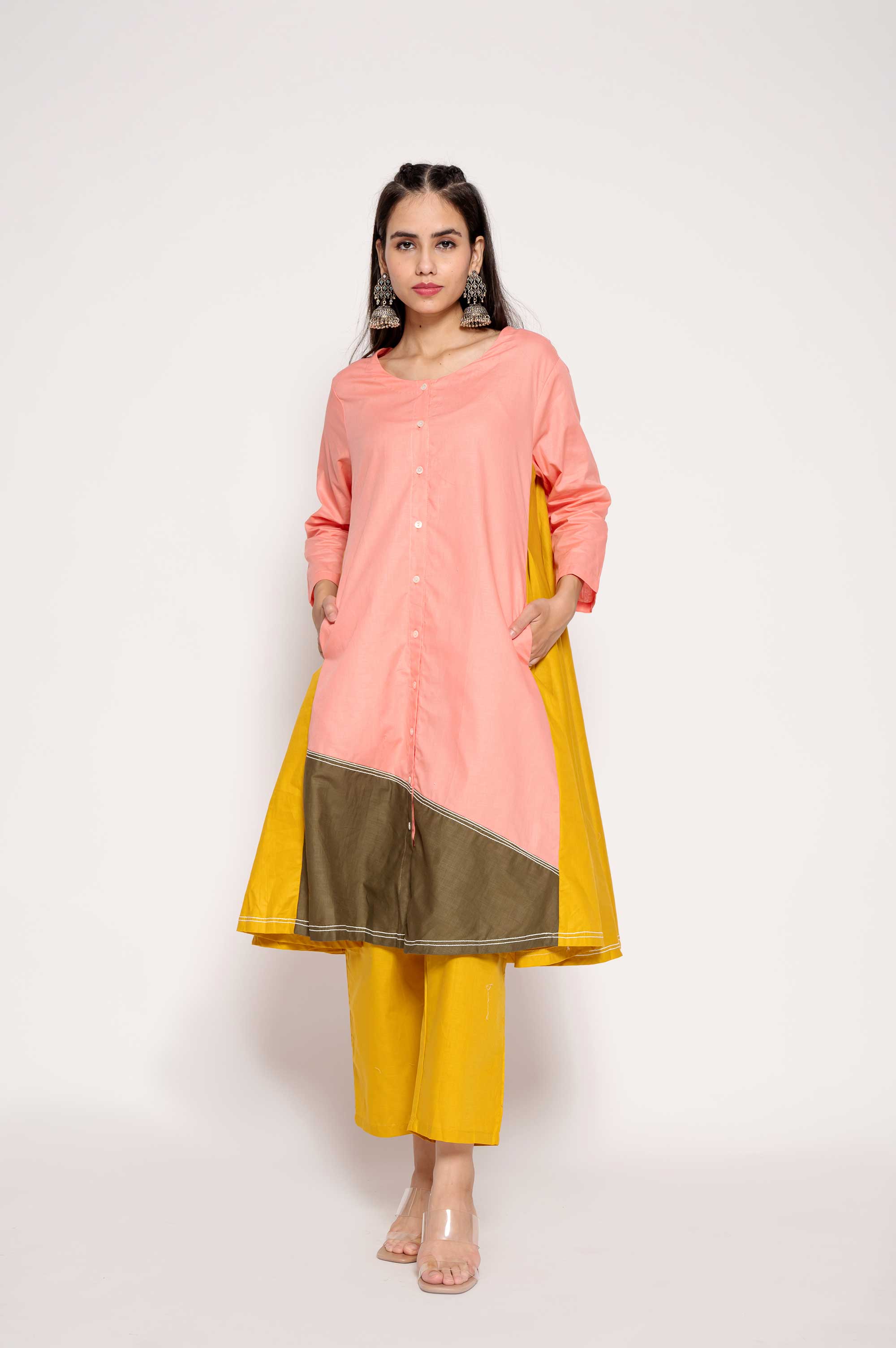 Multicolored Indo-western Kurta set