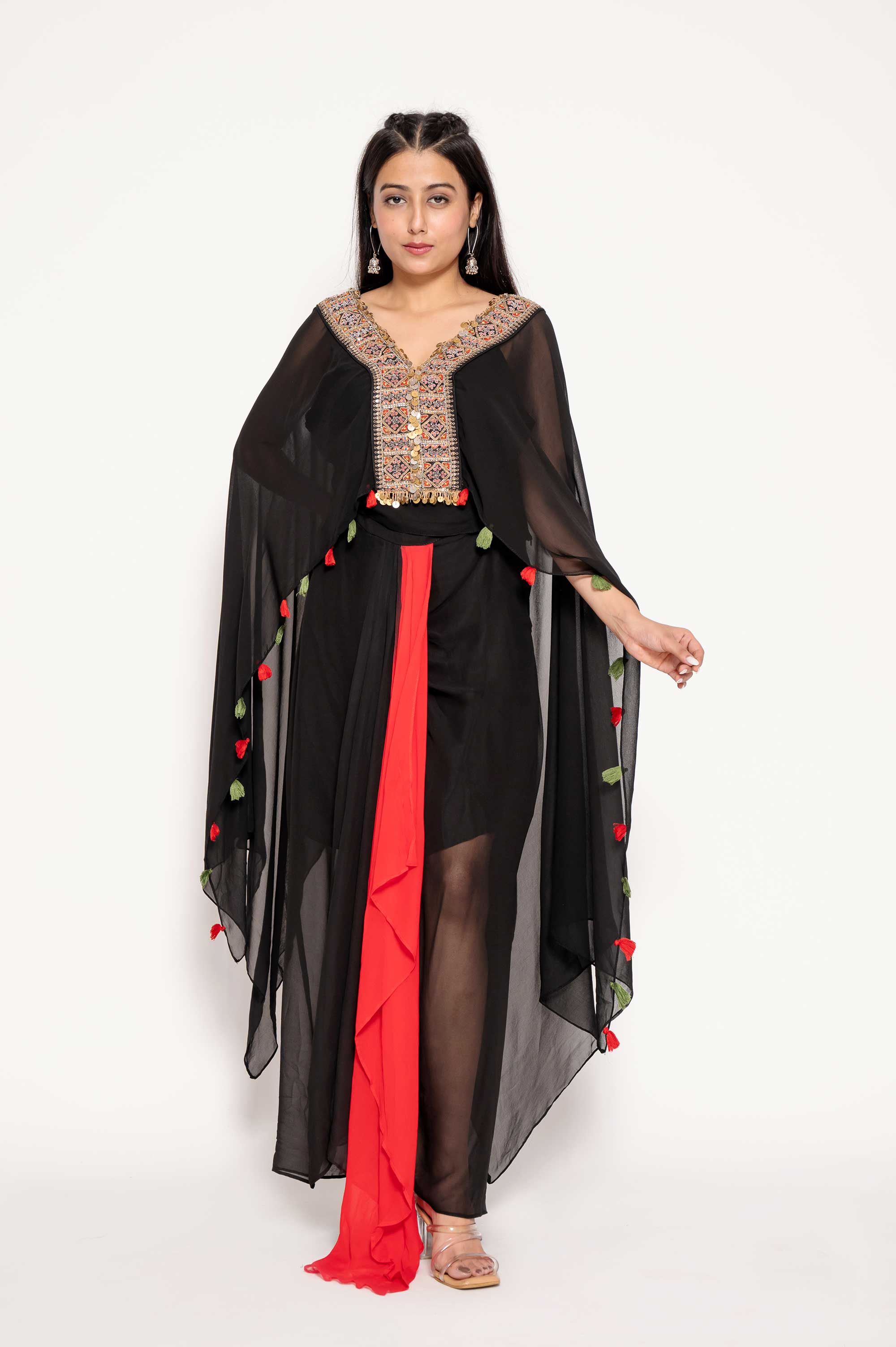 Festive V-Neck  Indowestern Coord